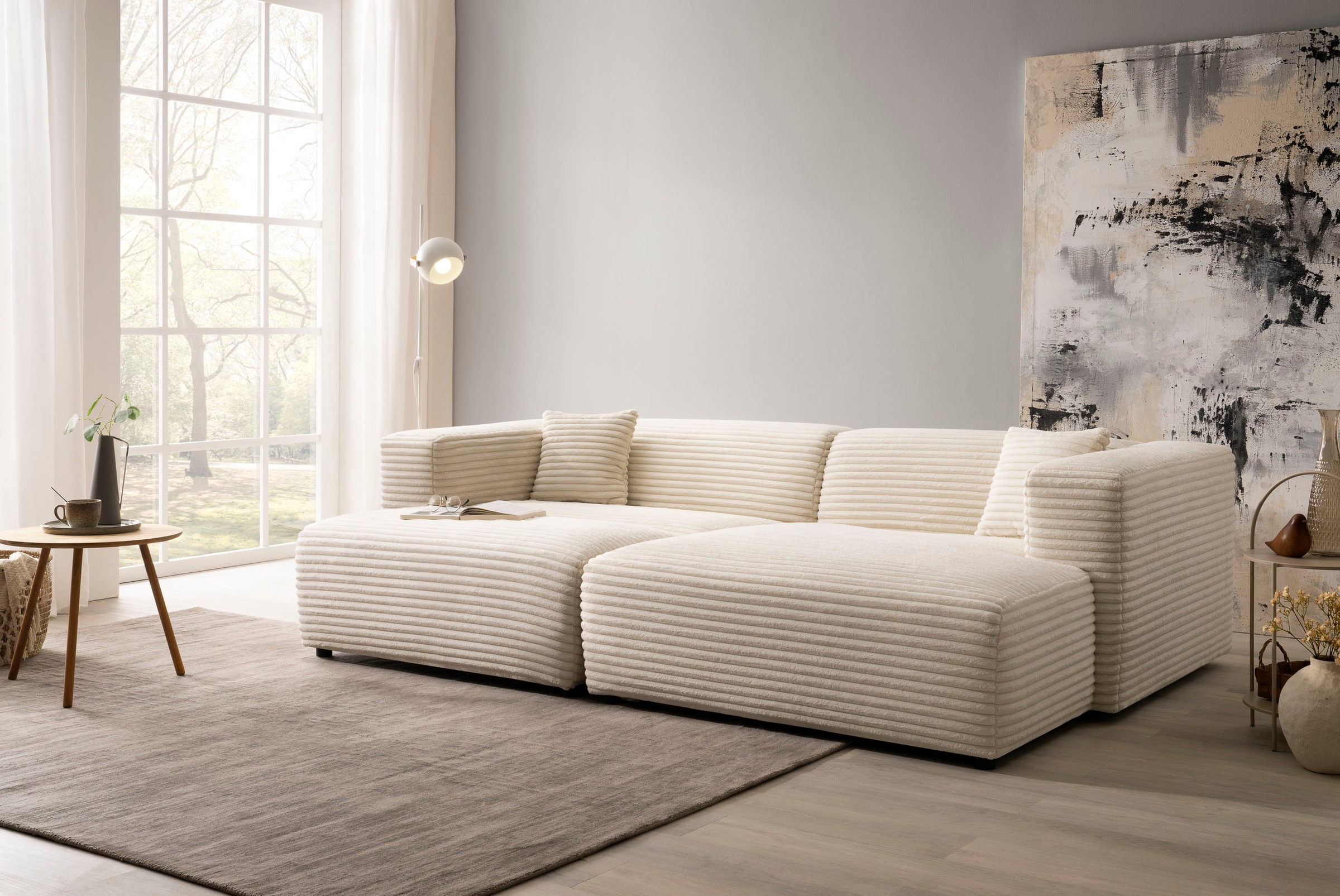 andas Polsterecke »BAKELS, Ecksofa-Set mit Hocker, L-Form mit Schlaffunktio günstig online kaufen