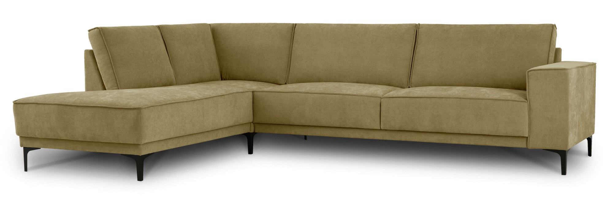 Places of Style Ecksofa »Polsterecke Oland, Struktur, Flachgewebe, Luxus-Microfaser, Boucle«, L-Form, 289 cm, Wellenunterfederung, Skandi-Design, Metallfüße