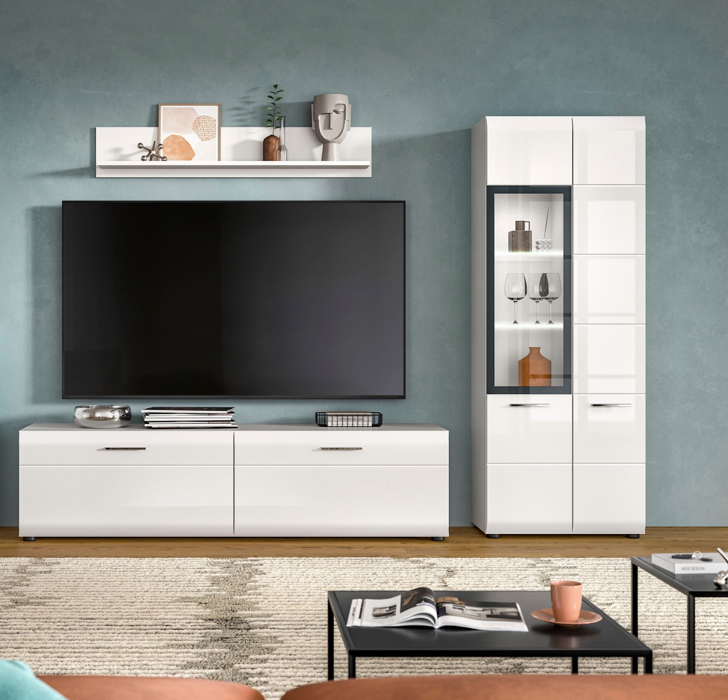 INOSIGN Wohnwand »FLORENZ, 3-teilige Wohn-Kombination, hochwertige MDF-Fron günstig online kaufen