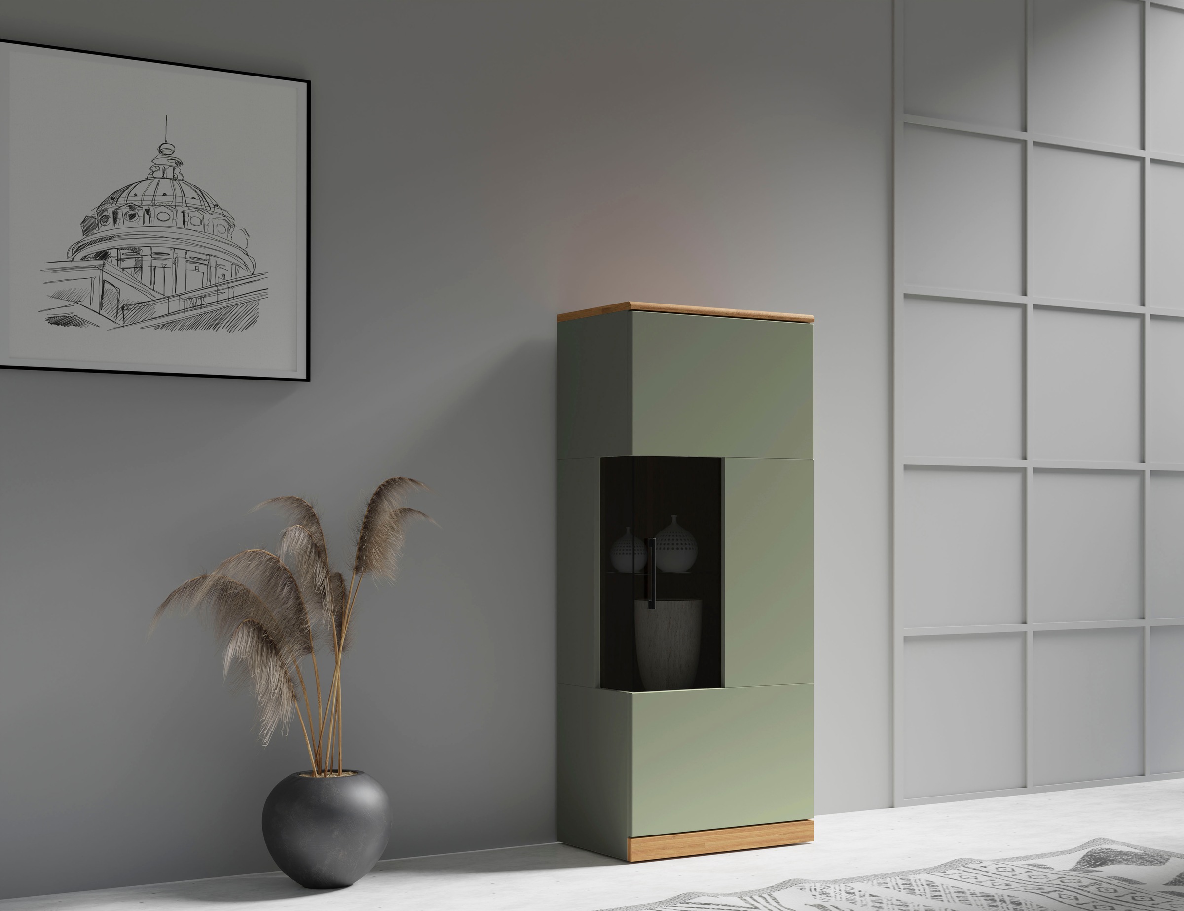 Home affaire Vitrine »Ribe,125cm hoch,4 Fächer,1Glasboden variabel einsetzb günstig online kaufen