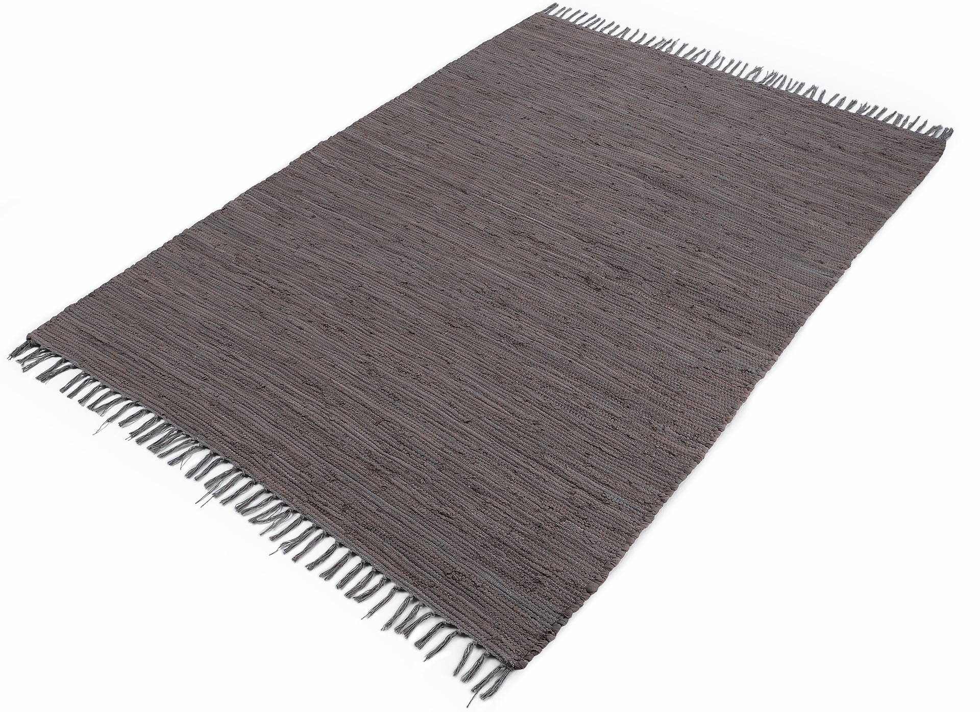carpetfine Teppich »Kelim Chindi uni«, rechteckig, 5 mm Höhe, Wendeteppich, reine Baumwolle, handgewebt, Uni-Farben, mit Fransen