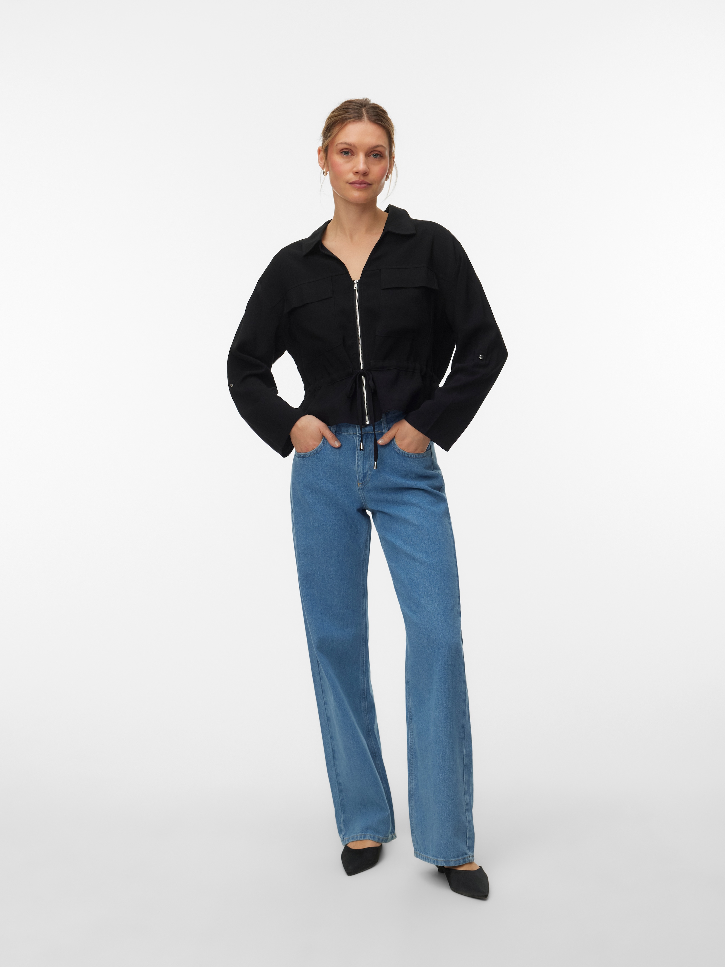 Vero Moda Langarmbluse »VMKATIE LS SHIRT WVN NOOS« Materialmix