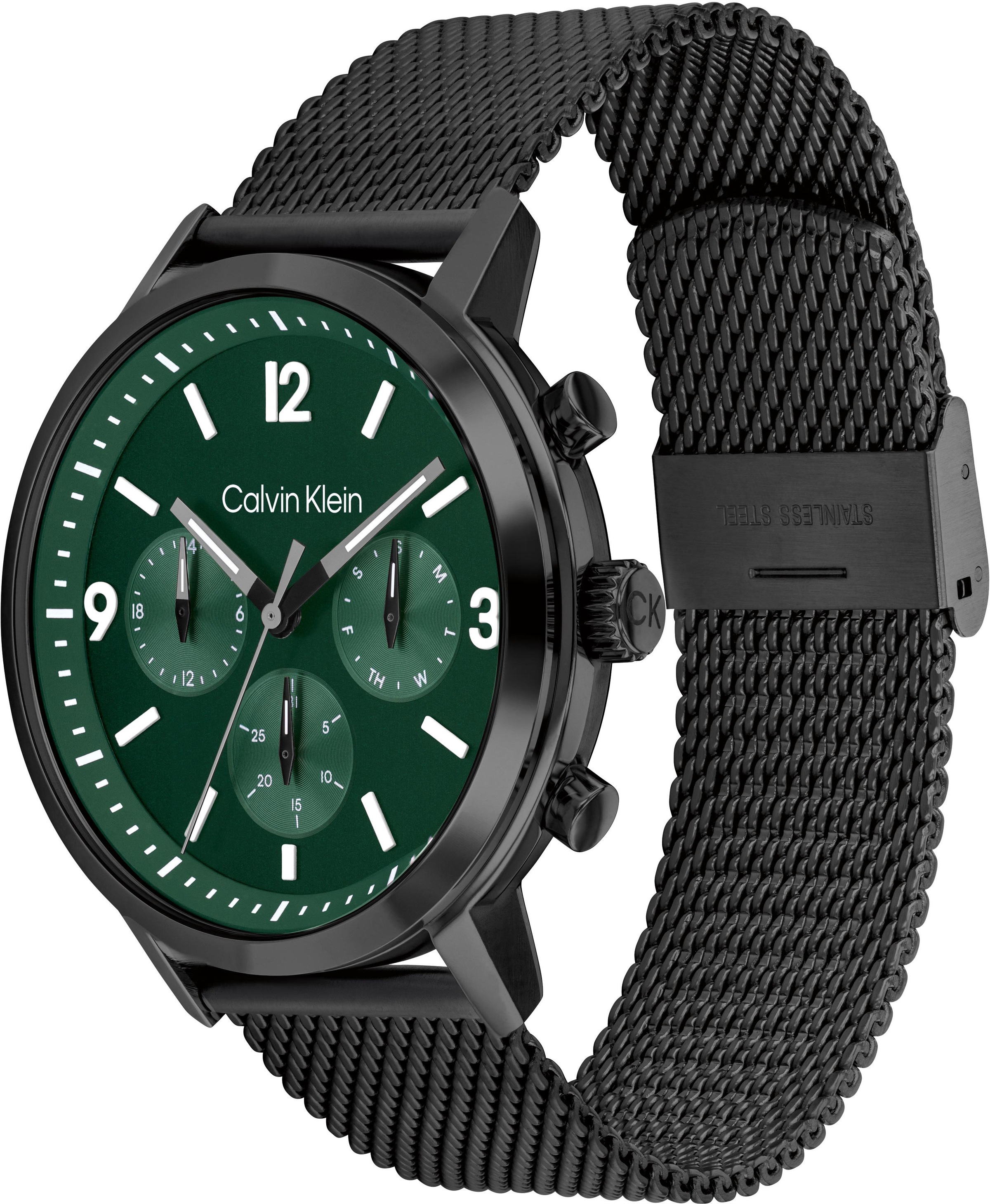 Calvin Klein Multifunktionsuhr »GAUGE«, Quarzuhr, Armbanduhr, Herrenuhr, Datum, Edelstahlarmband