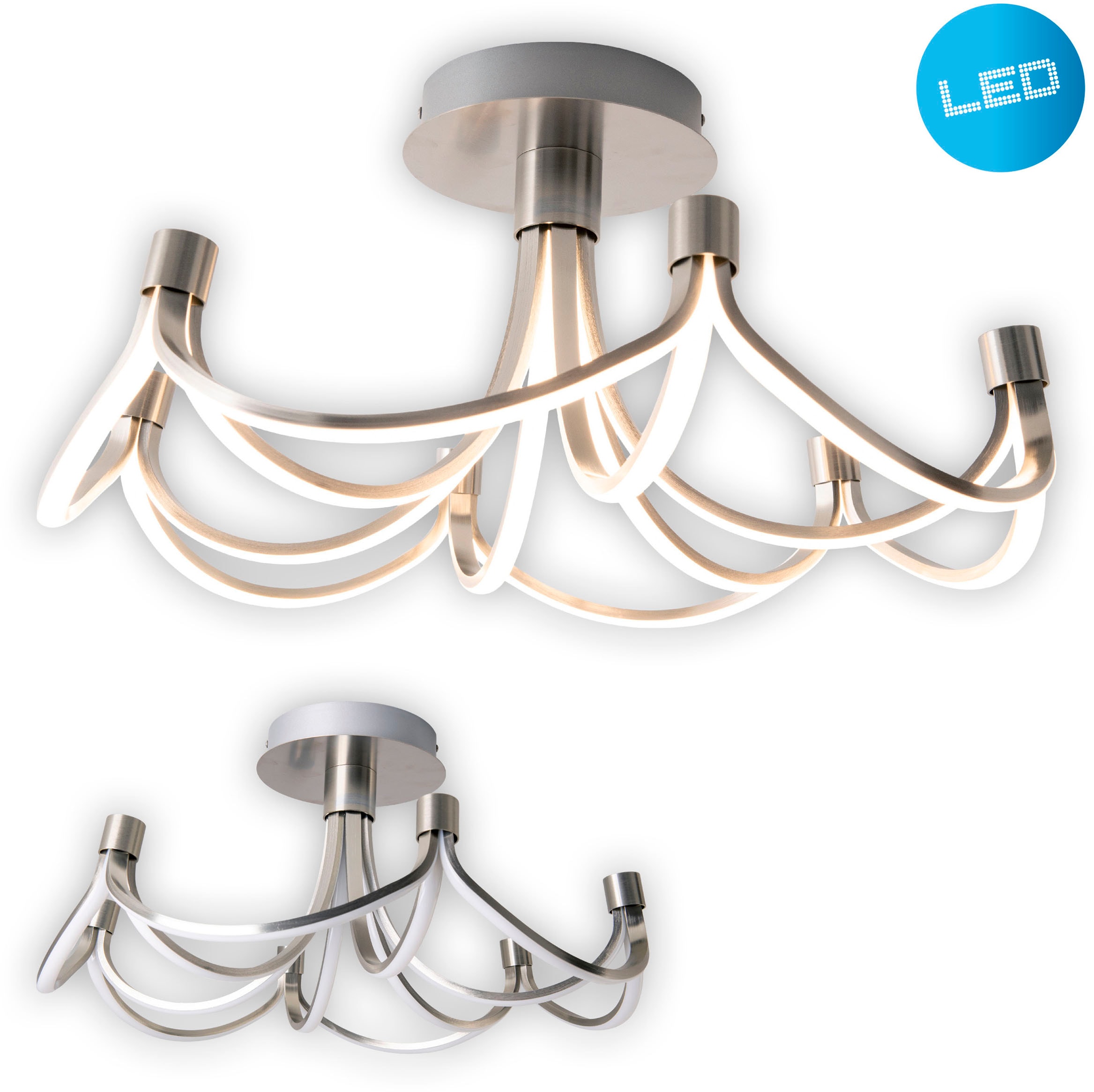 näve LED Deckenleuchte »Festos« LED-Modul 1 Stk. Warmweiß Krone, in 3-Stufe günstig online kaufen