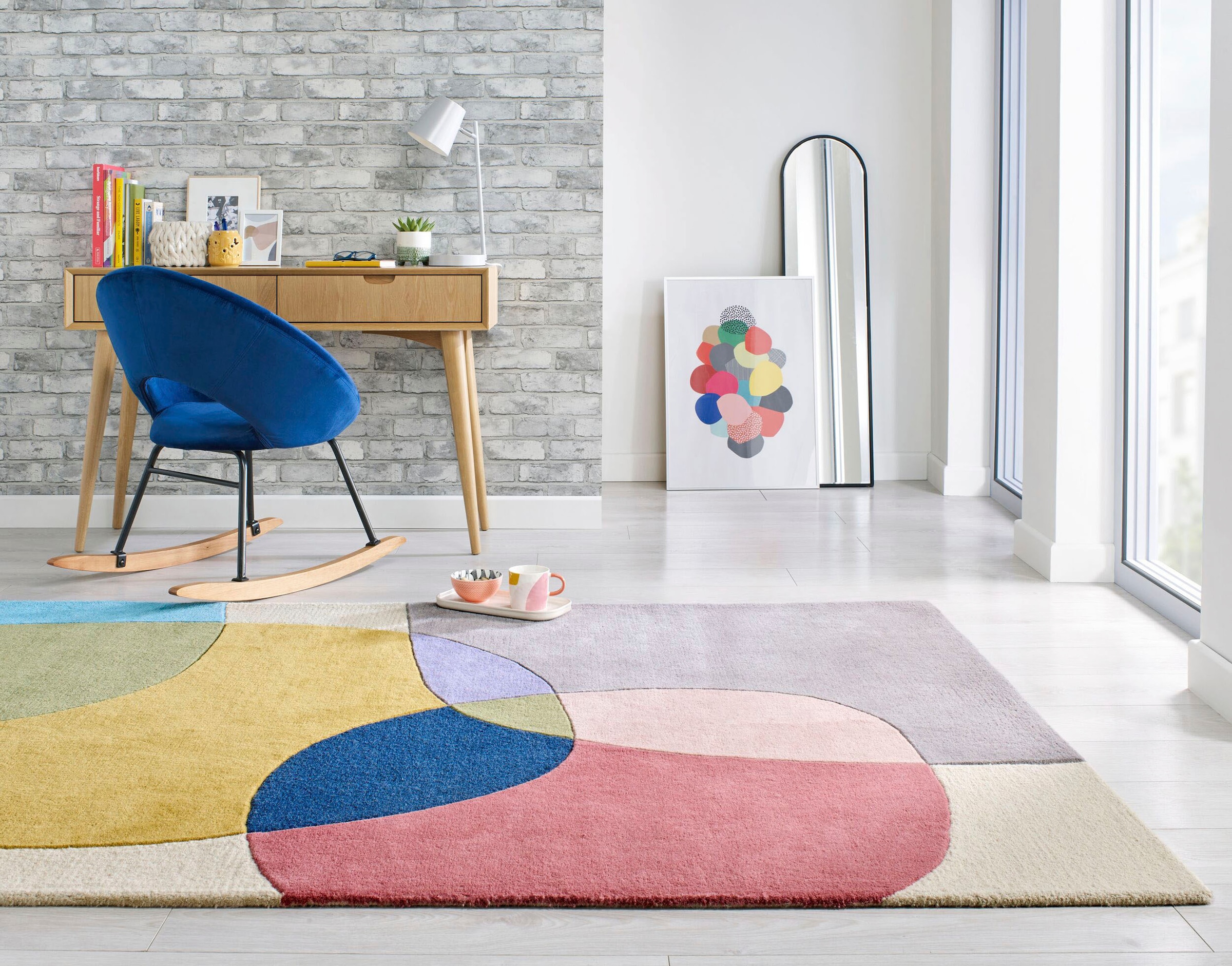 FLAIR RUGS Wollteppich »Glow, gemustert & modern«, rechteckig, 8 mm Höhe, fußbodenheizungsgeeignet, mit Hoch-Tief-Effekt