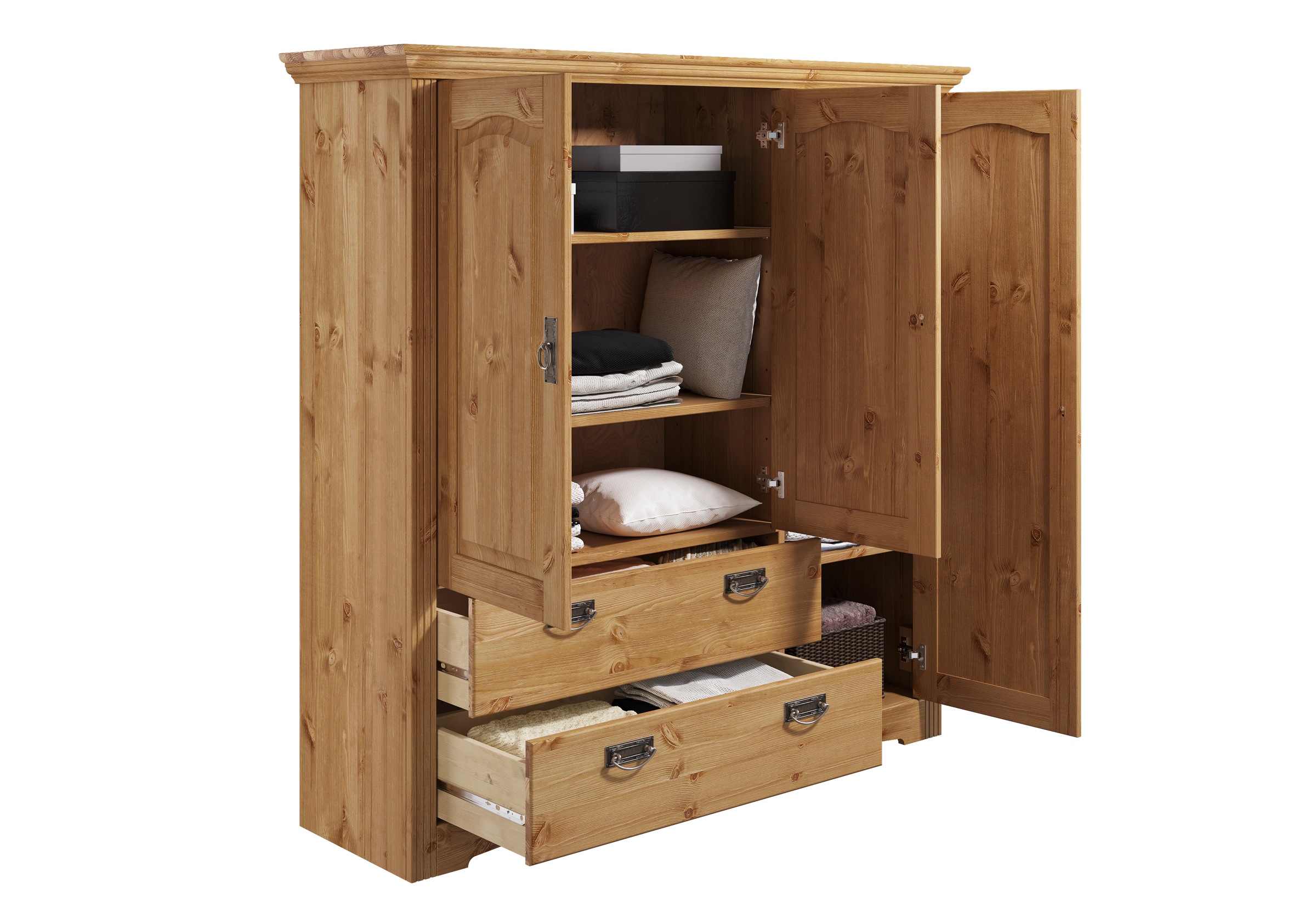 Home affaire Wäscheschrank »Konrad«, (2 Breiten: 94/133 cm H/T ca. 132/39 cm), aus massiver Kiefer, mit viel Stauraum