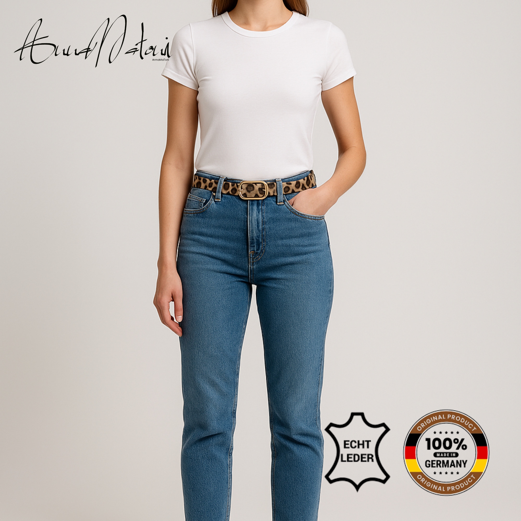 AnnaMatoni Ledergürtel »AnnaMatoni Damen Ledergürtel in hochwertigem Kunstfell in Leo«