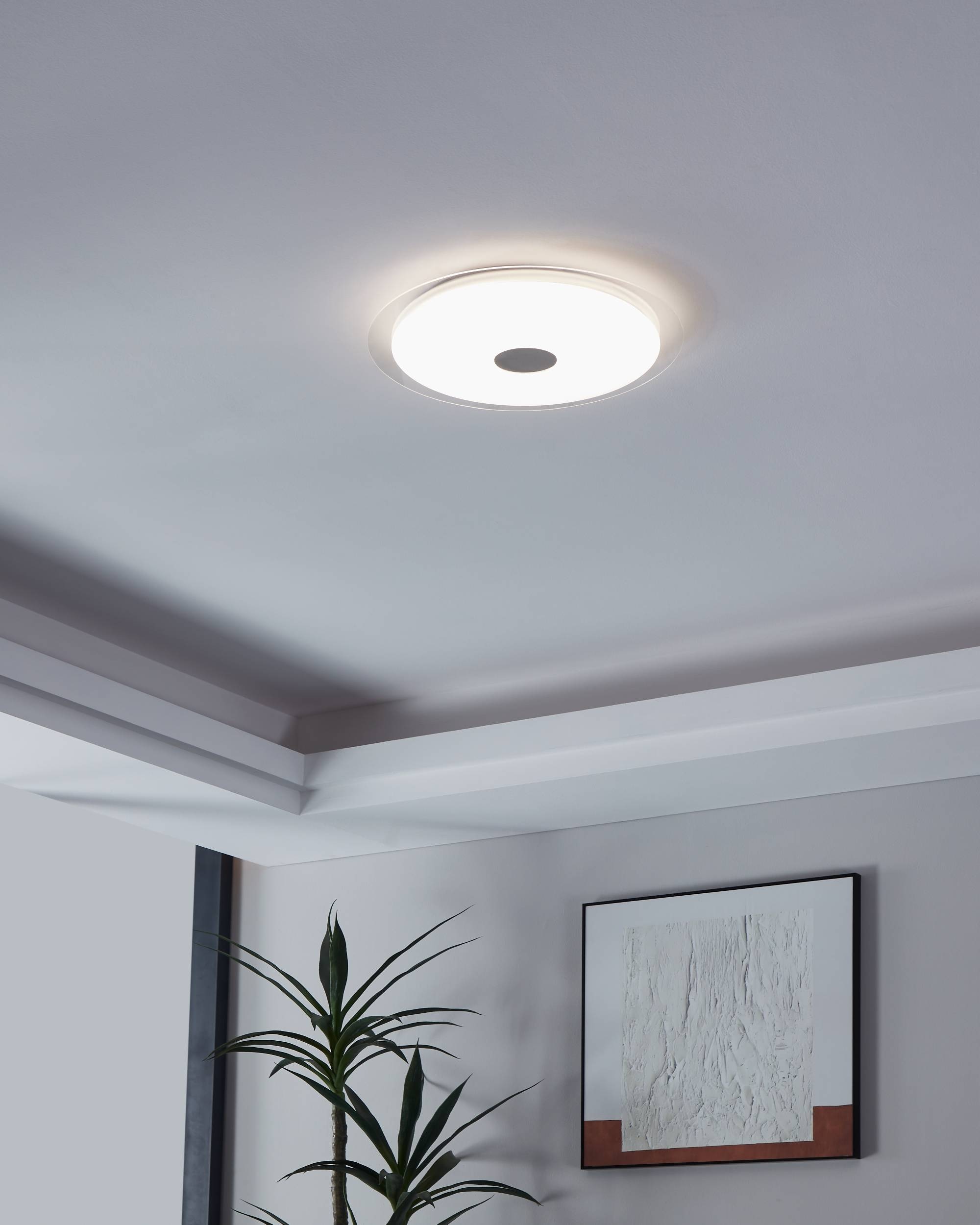 EGLO Deckenleuchte »Lanciano 1 Deckenlampe, Stahl und Kunststoff, Kristall-Effekt, Lampe« LED-Modul 1 Stk. Kaltweiß | Neutralweiß | Warmweiß mit Kristall-Effekt, Fernbedienung, CCT, Nachtlicht, dimmbar, Ø40cm