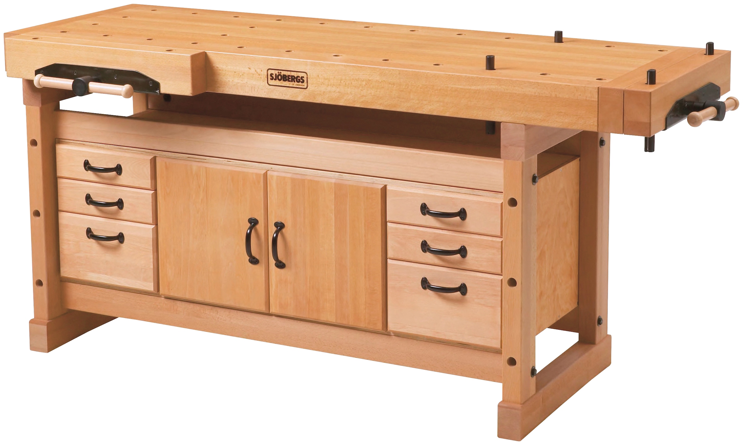 Hobelbank „Elite 2000 + Schrank“, L/B/H: ca. 194,5x74x90 cm, holzfarben