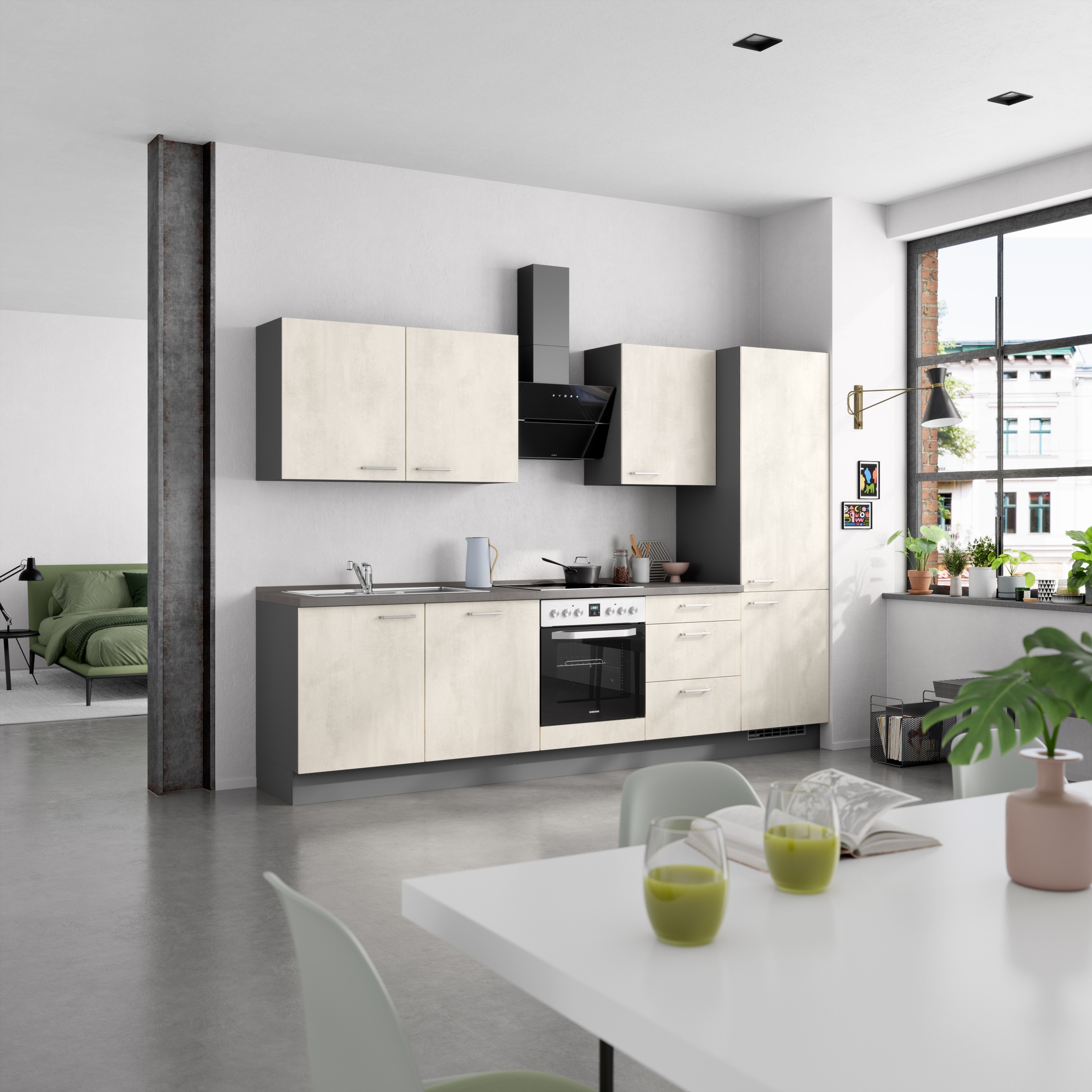 nobilia® Küchenzeile »"Riva II"«, vormontiert, Ausrichtung wählbar, Breite 300 cm, wahlw. mit E-Geräten