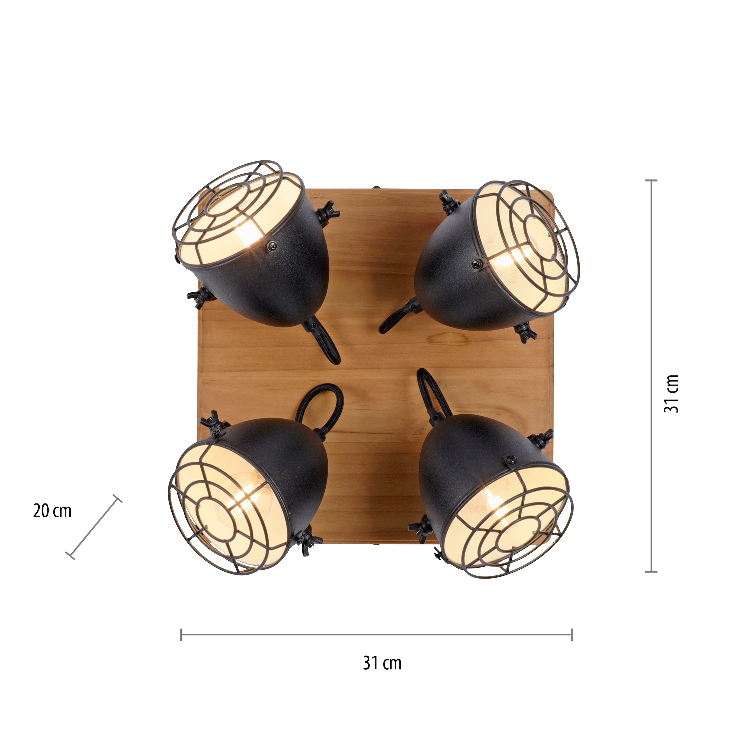 JUST LIGHT Deckenleuchte »BEETLE«, 4 flammig, Leuchtmittel E14 | ohne Leuchtmittel, ExklusiveE14