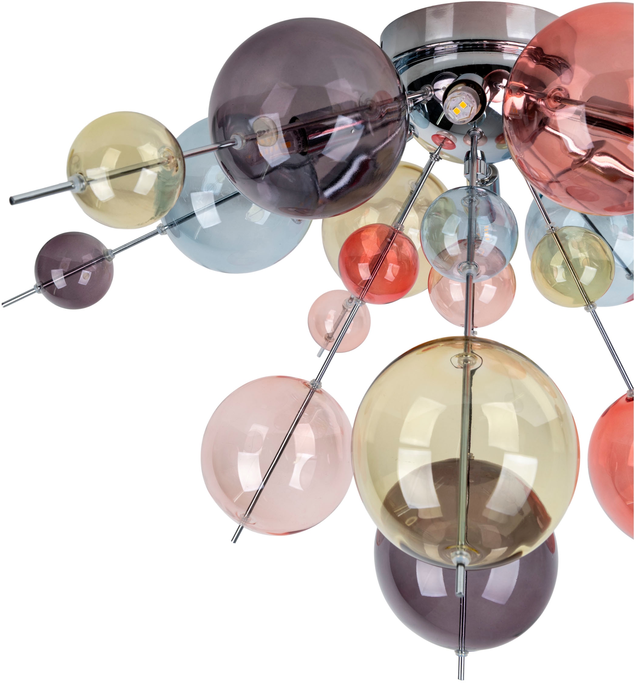näve Deckenleuchten »Explosion« G9 1 Stk. kleine und große pastellfarbene Glaskugeln, 6x G9 exkl., D: 57cm