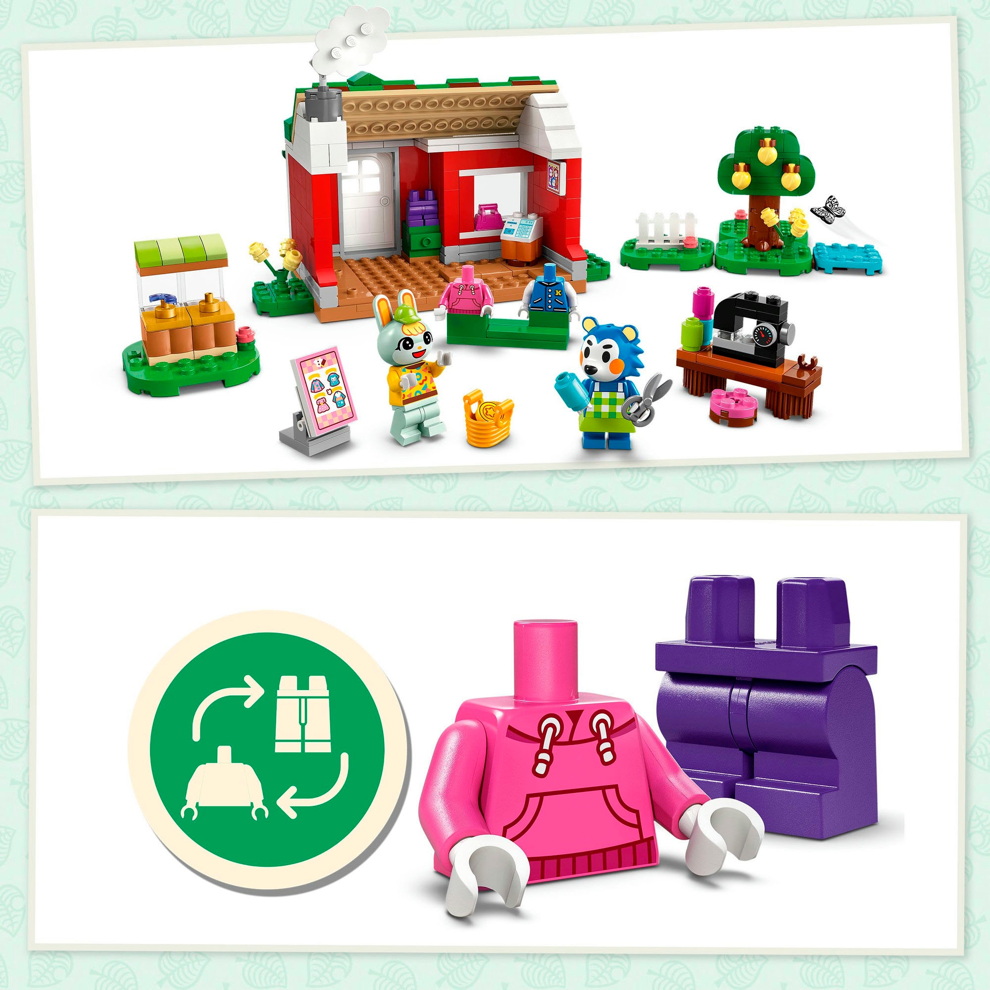 LEGO® Konstruktionsspielsteine »Die Schneiderei der Schneiderschwestern (77055), LEGO Animal Crossing«, (322 St.), Made in Europe