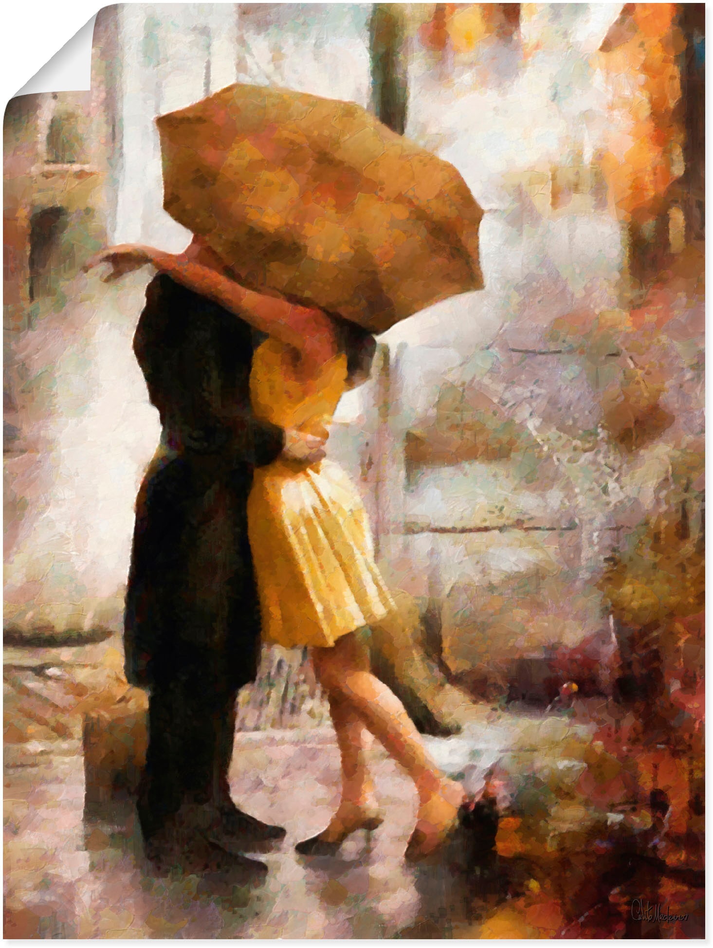 Artland Wandbild »Kuss unter Regenschirm«, Bilder von Liebespaaren, (1 St.), als Leinwandbild, Poster in verschied. Größen