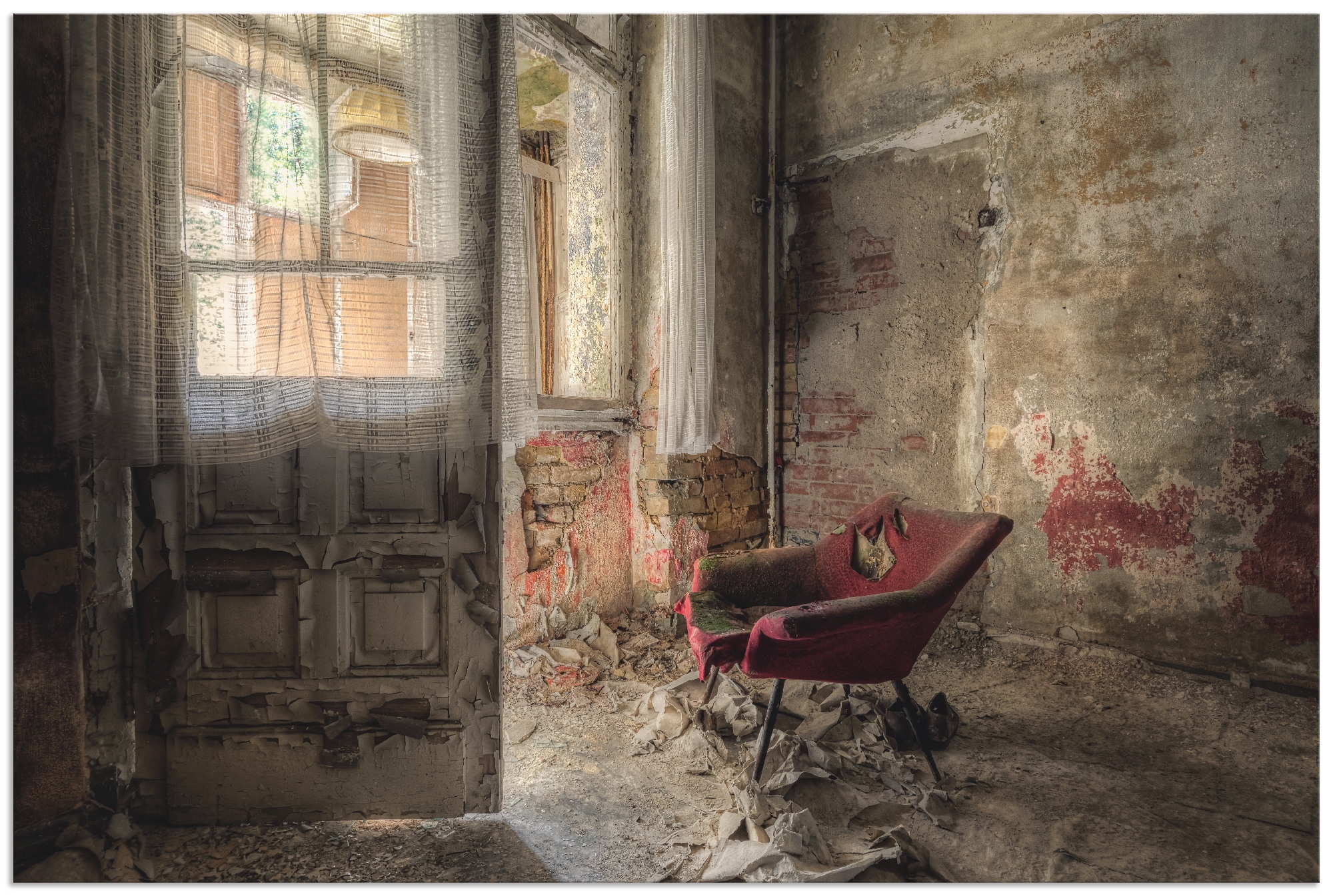 Artland Wandbild »Lost Place - roter Sessel I«, Innenarchitektur, (1 St.), günstig online kaufen