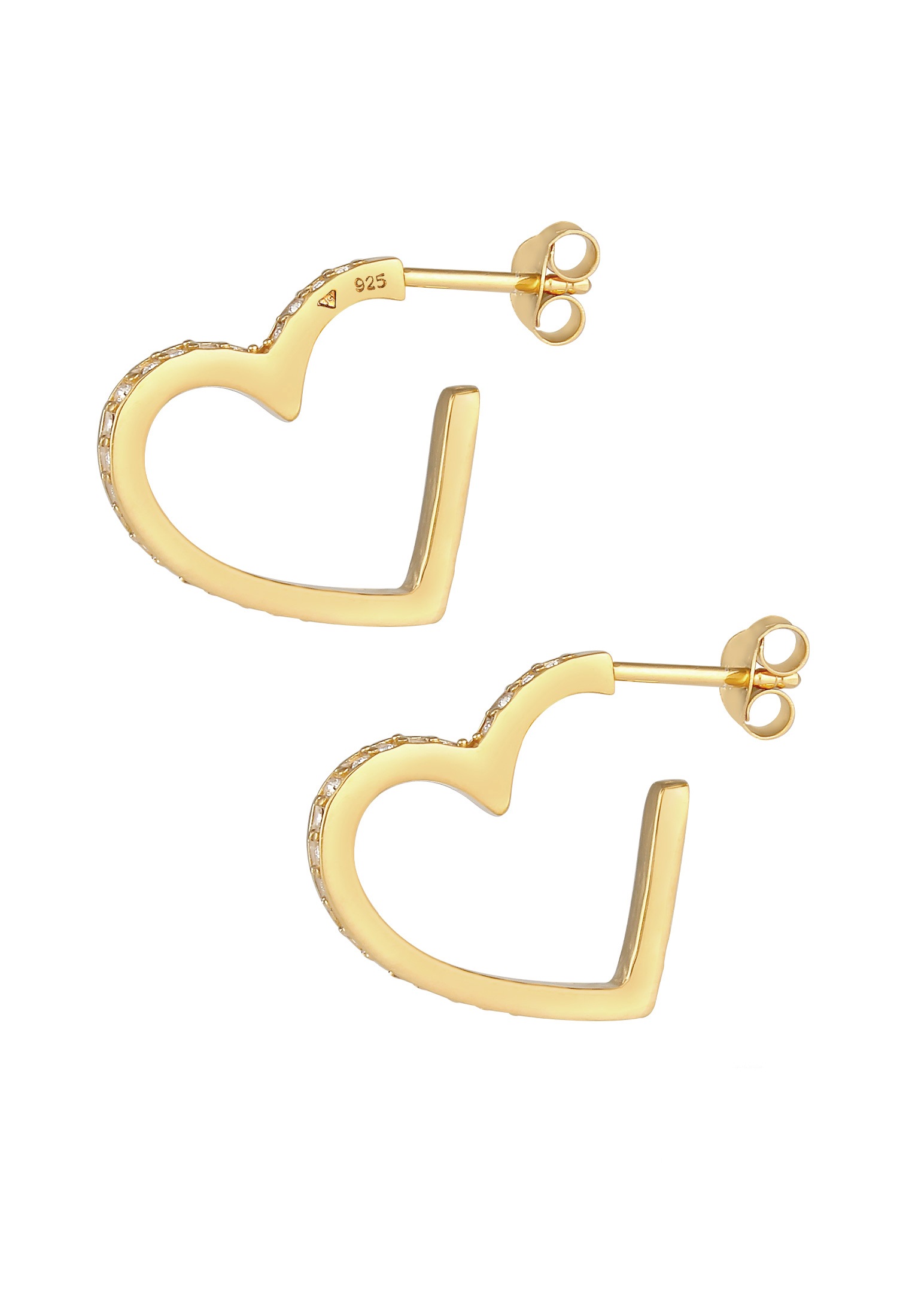 Elli Premium Paar Ohrstecker »Creolen Herz Liebe Kristalle 925 Silber«