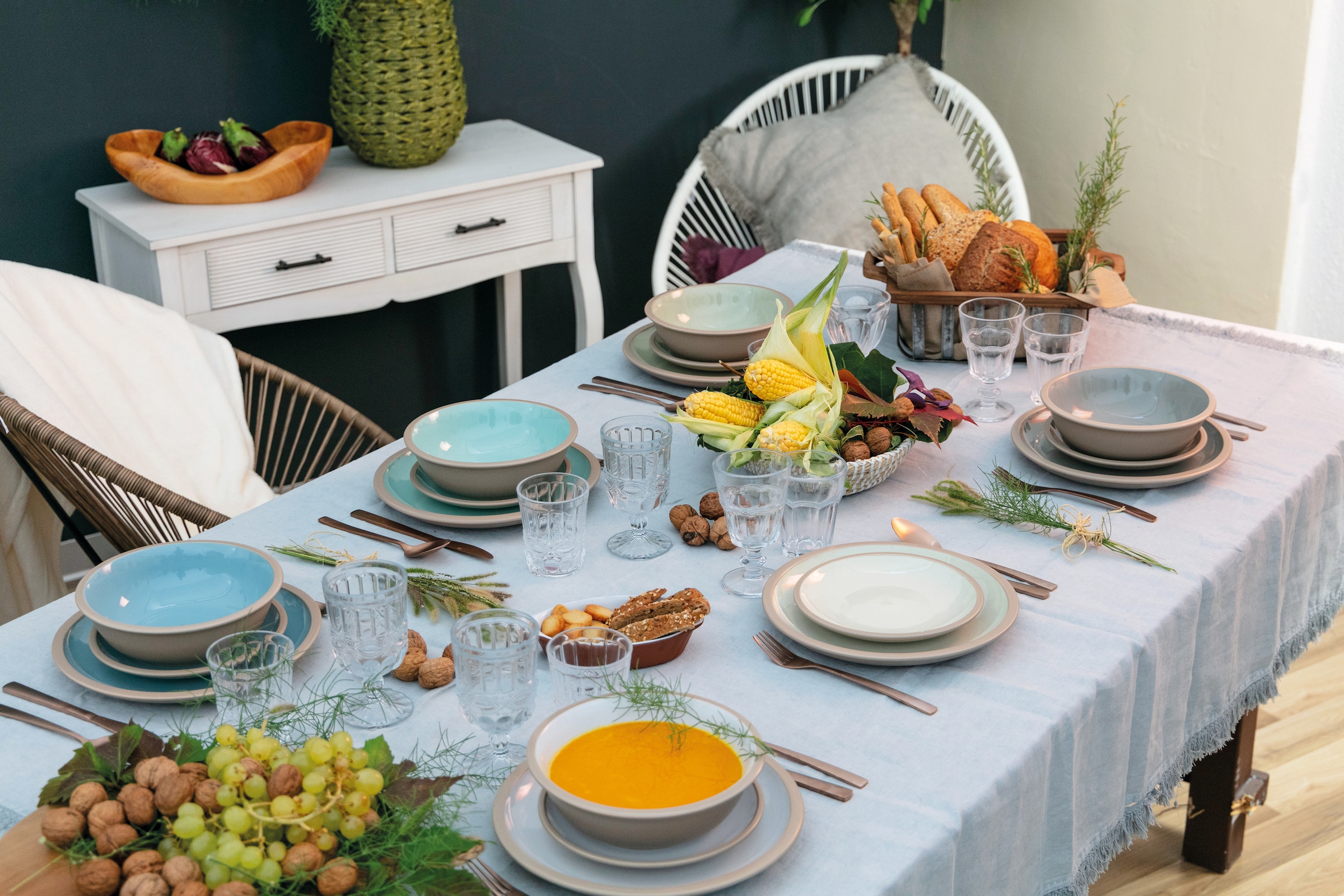 Villa d'Este Teller-Set »Geschirr-Set Bistrot«, (Set, 18 tlg.), Service, Tafelservice