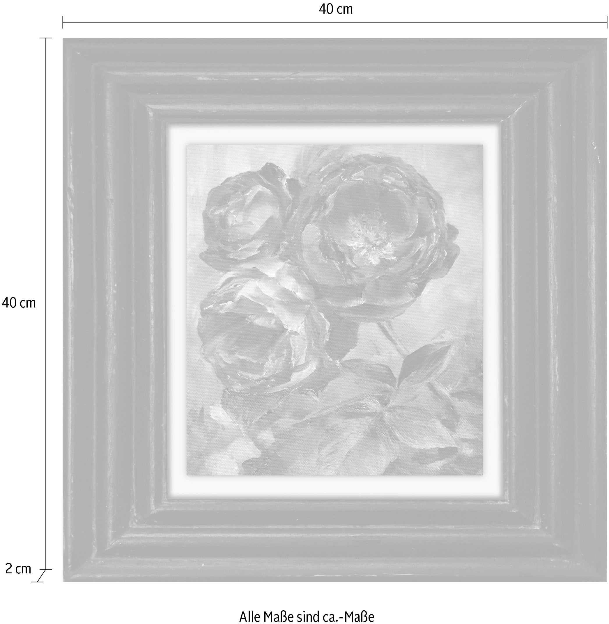 queence Leinwandbild »Pfingstrosen«, Kunst-Blumen-Blumenbilder-Stillleben-Garten-Gartenbilder, Premium-Leinwandstoff, Handarbeit aus Deutschland, 40x40cm