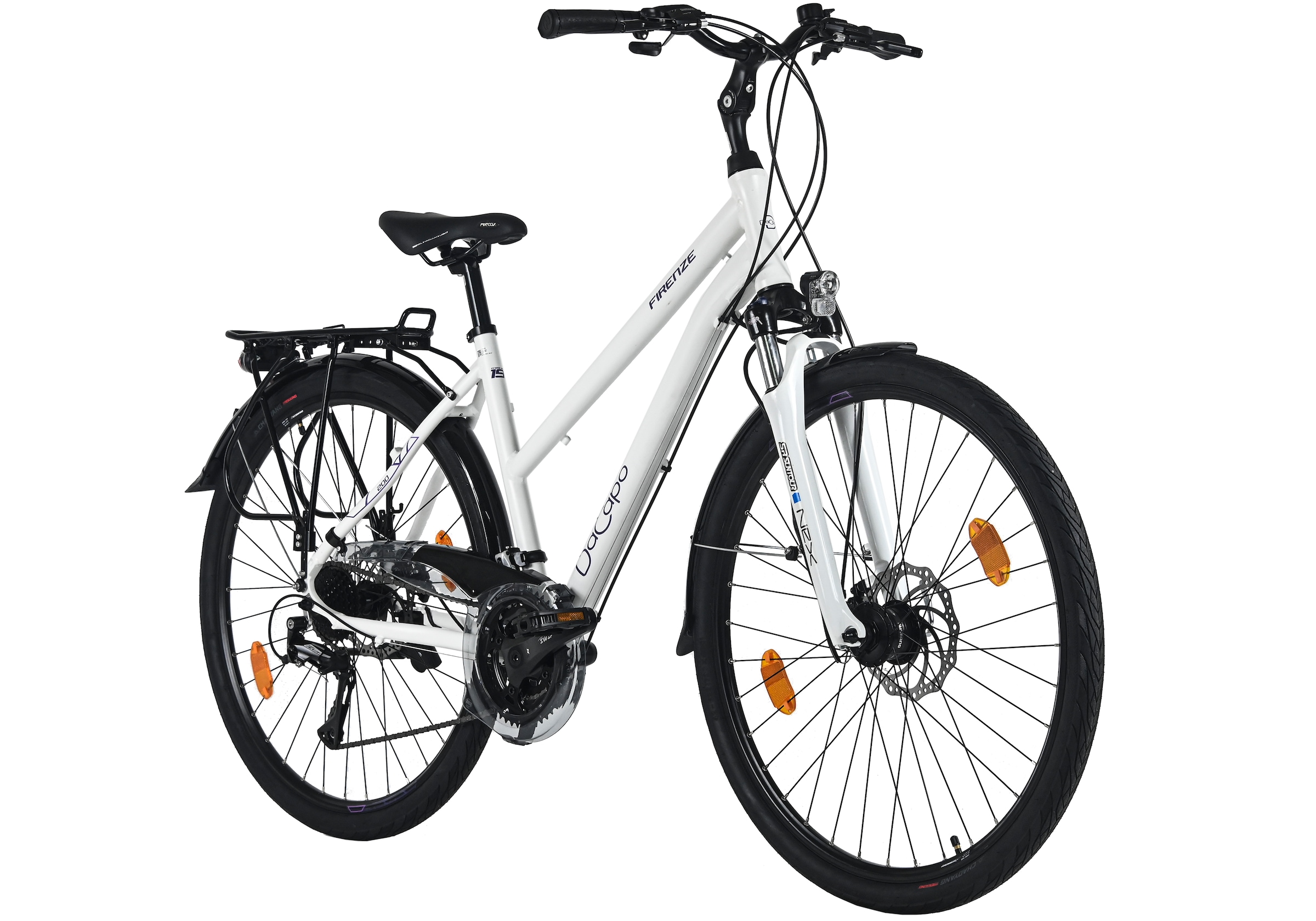 Dacapo Trekkingrad »Firenze 200 weiß 24 Gänge RH 48 cm mechanische Scheibenbremsen« 24 Gang Shimano Acera Schaltwerk Kettenschaltung