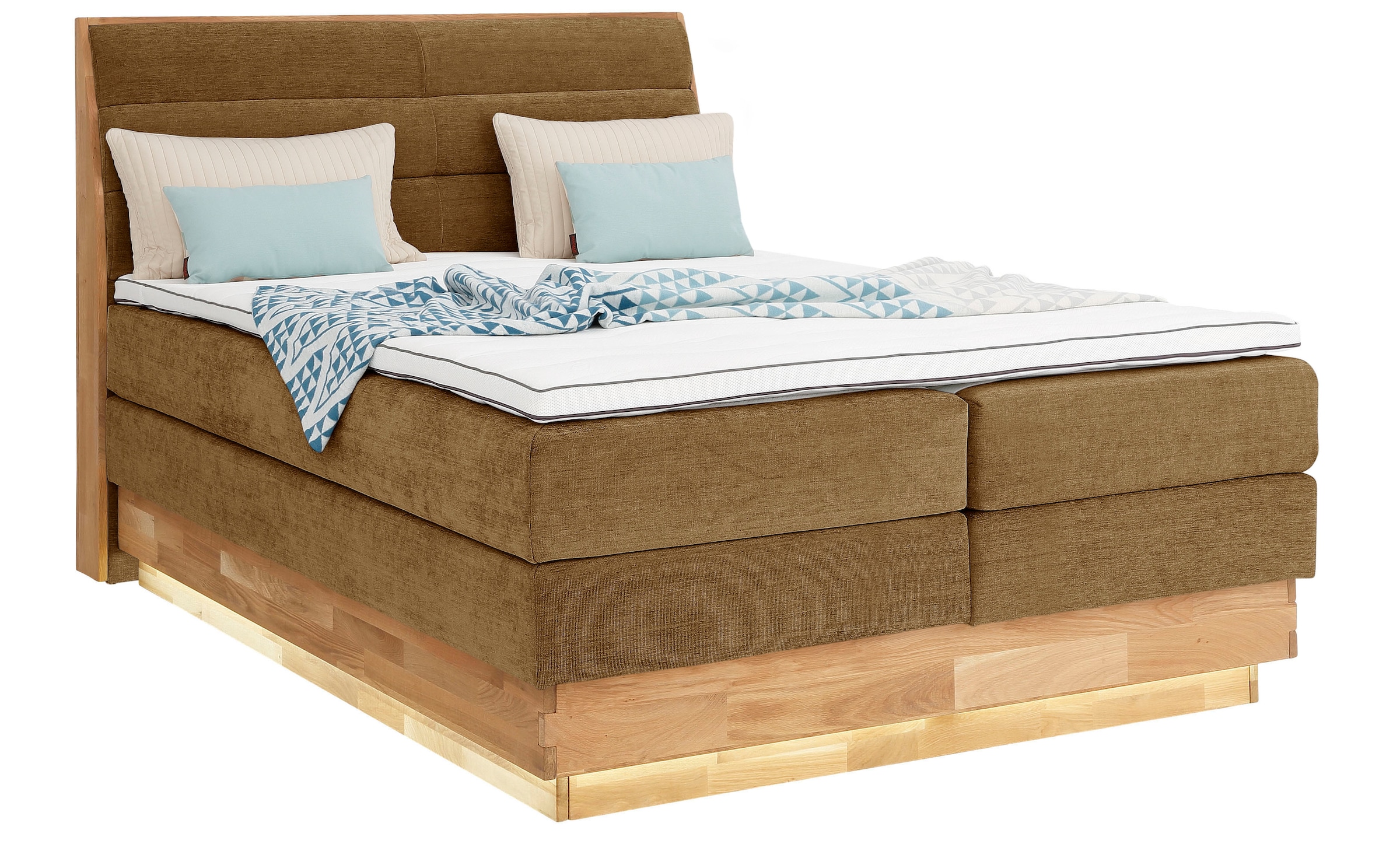 OTTO products Boxspringbett LED-Beleuchtung, mit zertifizierten, recycelten Bezugsstoffen