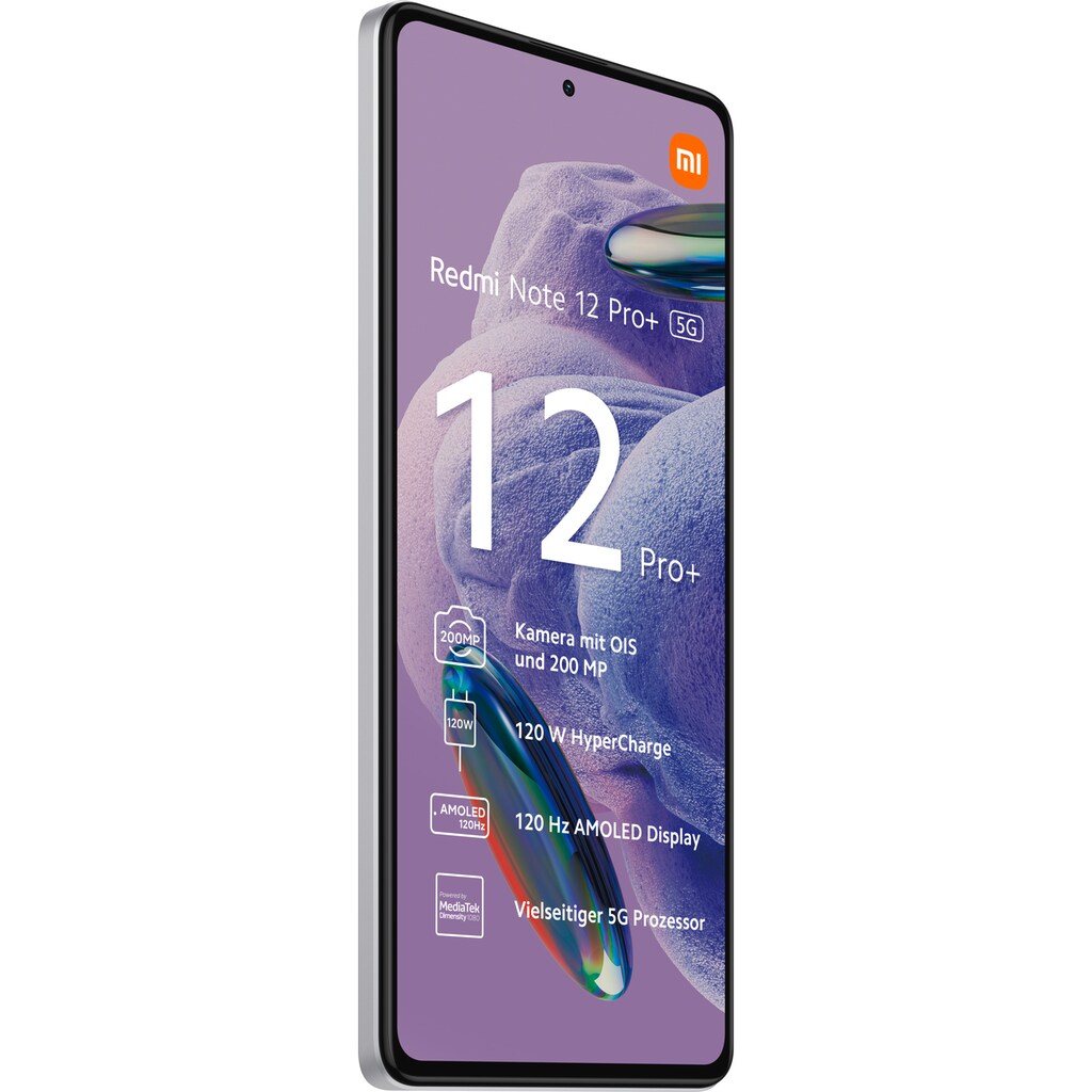 Xiaomi Smartphone »Redmi Note 12 Pro+ 5G 8GB+256GB«, Weiß, 16,94 cm/6,67 Zoll, 256 GB Speicherplatz, 200 MP Kamera