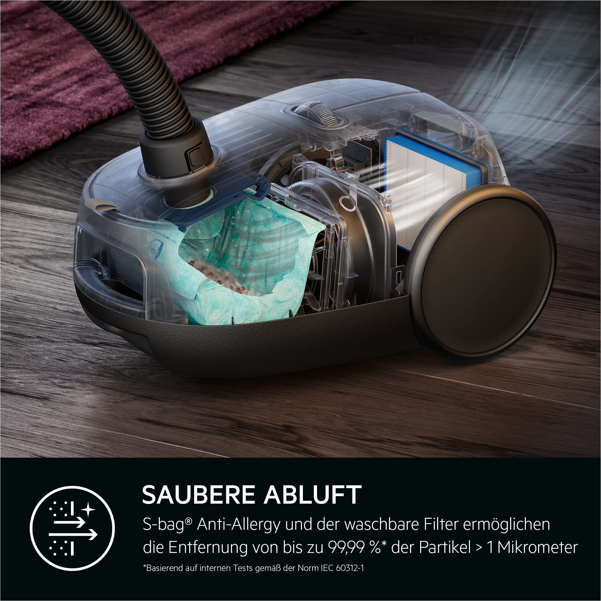 AEG Bodenstaubsauger »HYGIENIC 6000 (AB61H6SW)« 850 W mit Beutel hohe Saugleistung, inkl. Zusatzdüsen, 50 % Recyclingkunststoff