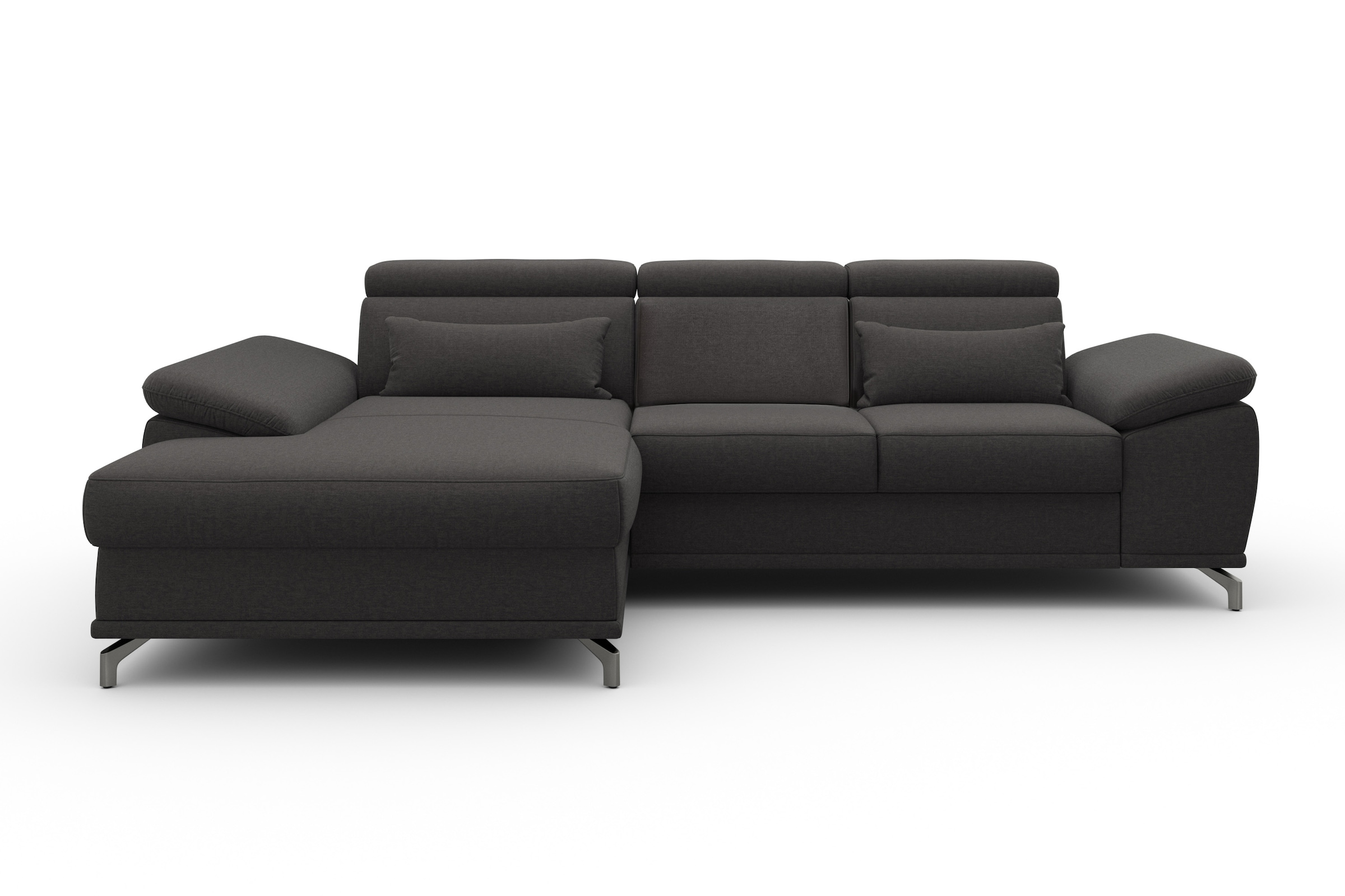 sit&more Ecksofa »Cabrio L-Form, mit Sitztiefenverstellung, Arm- und Kopfteilverstellung«, 2 Nierenkissen, Federkern, optional Bettfunktion und Stauraum