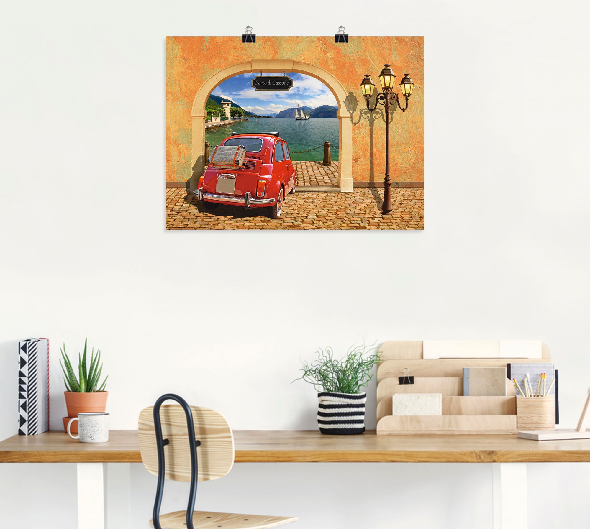 Artland Wandbild »Kleiner italienischer Hafen« Auto 1 Stk. tlg. als Leinwan günstig online kaufen