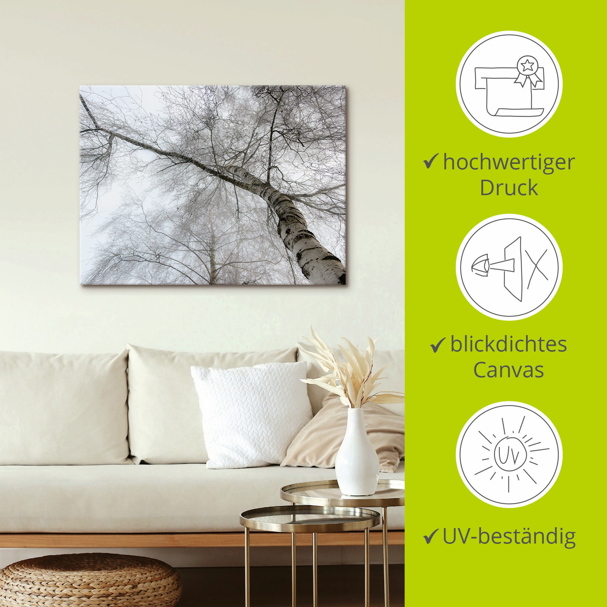 Artland Wandbild »Winter Birke«, Bäume, (1 St.), als Leinwandbild, Wandaufkleber in verschied. Größen