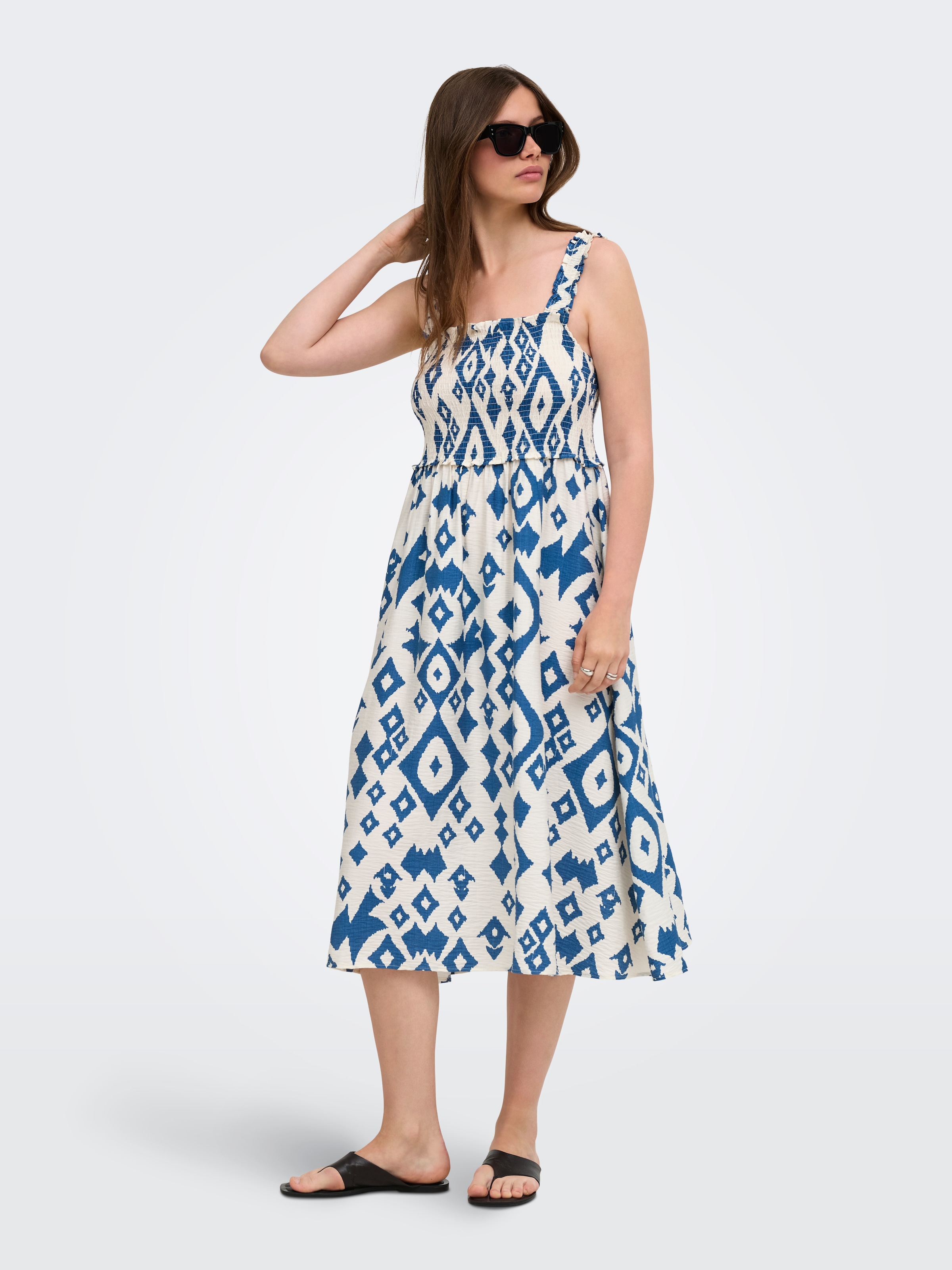 ONLY Druckkleid »ONLLUMIRA S/L LONG SMOCK DRESS WVN EX« Viskosemischung, regular fit
