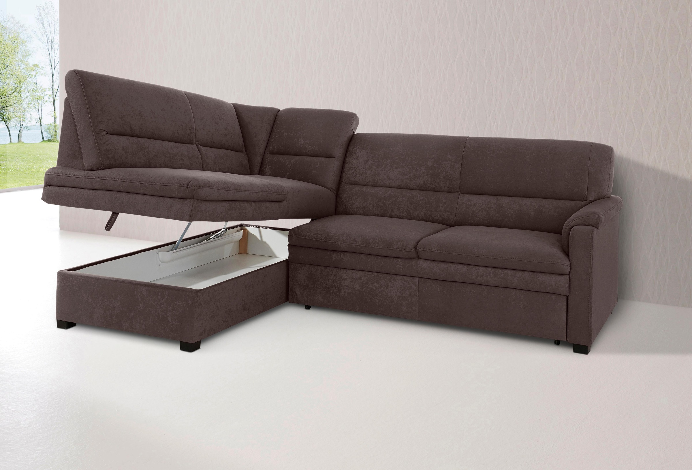 sit&more Ecksofa »Pisa L-Form«, mit Federkern, wahlweise mit Bettfunktion günstig online kaufen