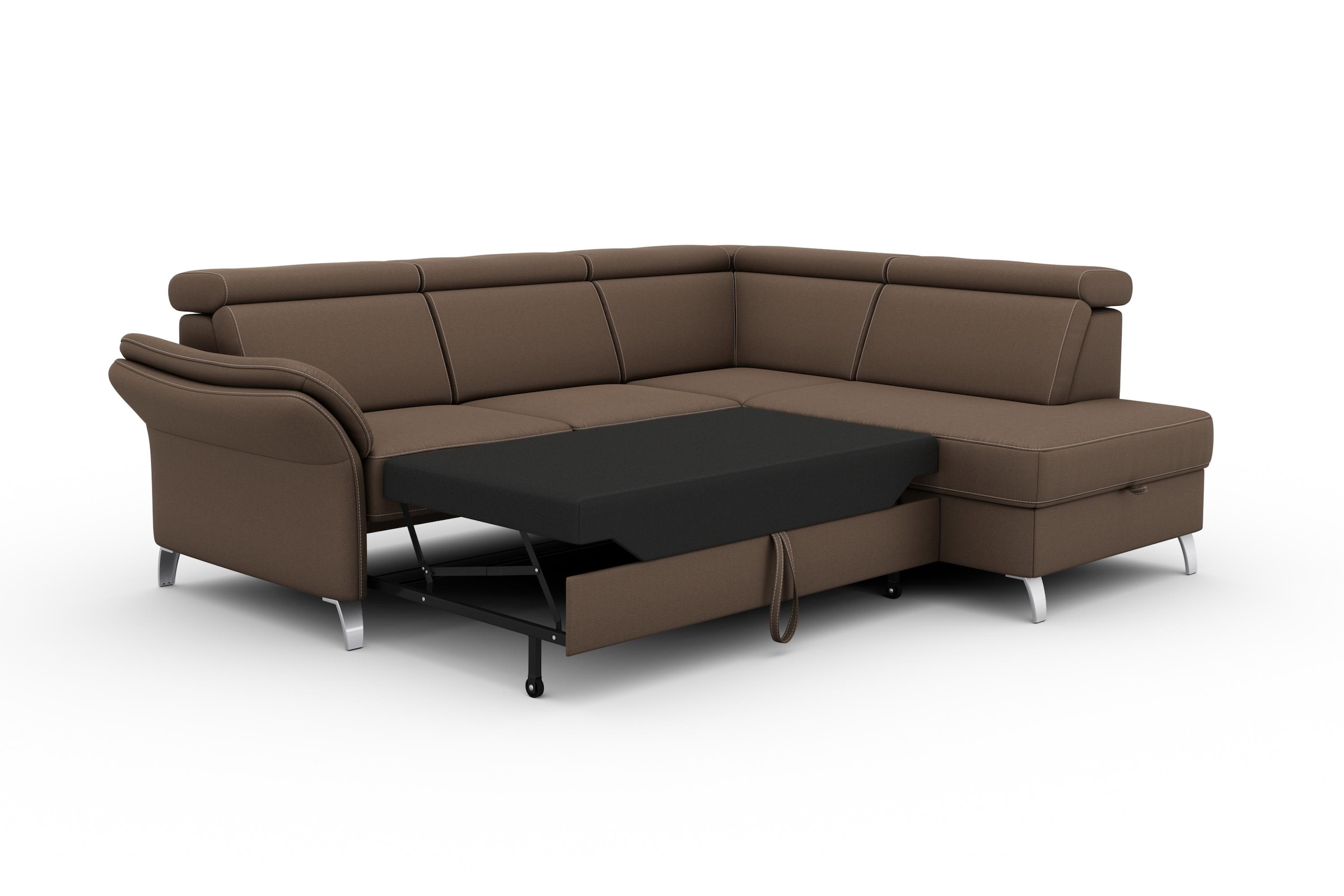 sit&more Ecksofa »Vincenzo L-Form«, inklusive Kopfteilverstellung, wahlweise mit Bettfunktion, Bettkasten