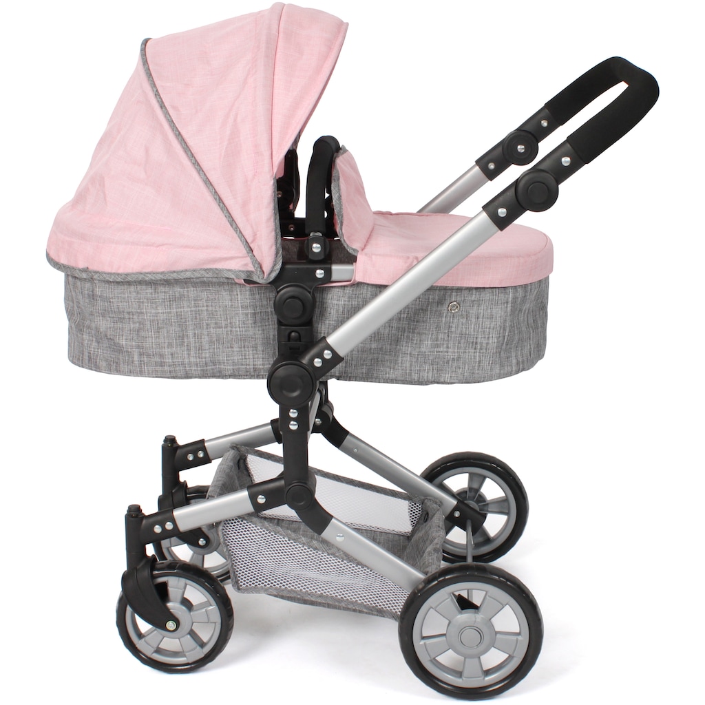 CHIC2000 Kombi-Puppenwagen »Linus, Melange Grau-Rosa«, (Set)