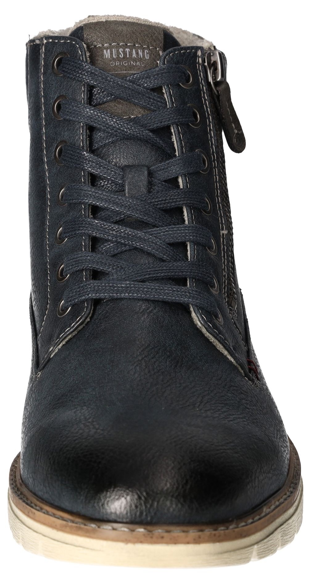 Mustang Shoes Winterboots, Schnürboots, Casual-Stiefelette mit kariertem Einsatz am Schaftrand