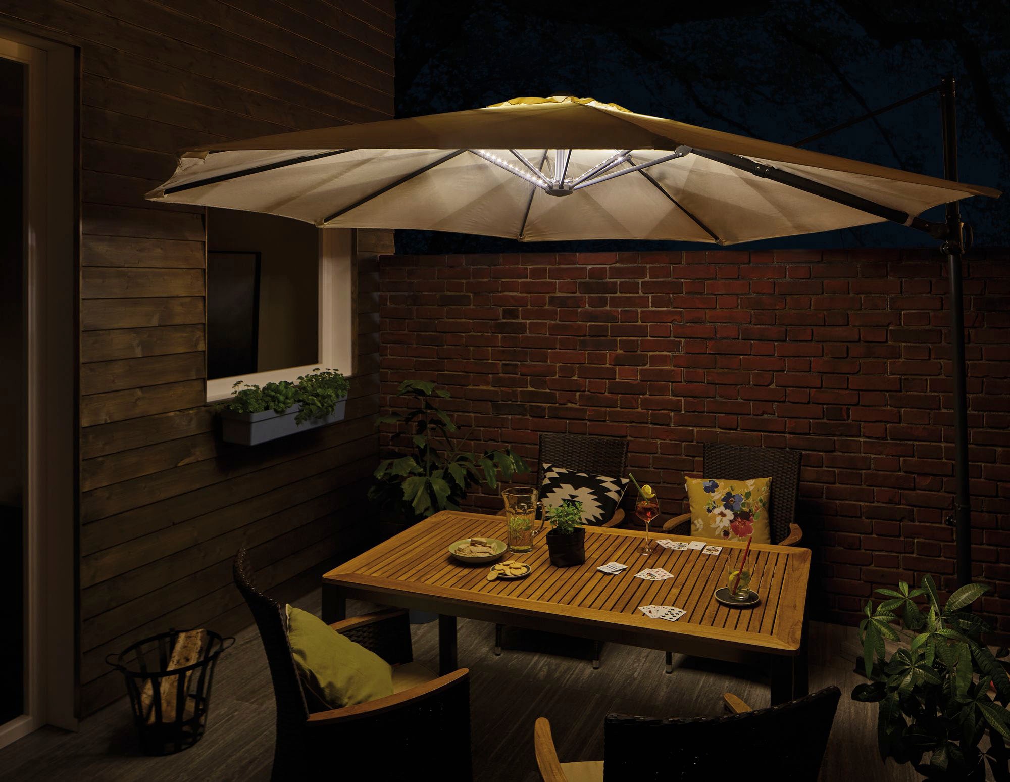 Paulmann LED-Lichterkette »Outdoor Mobile Parasol light 3000K 4x0,4m«, 4 St.-flammig, Schirmbeleuchtung