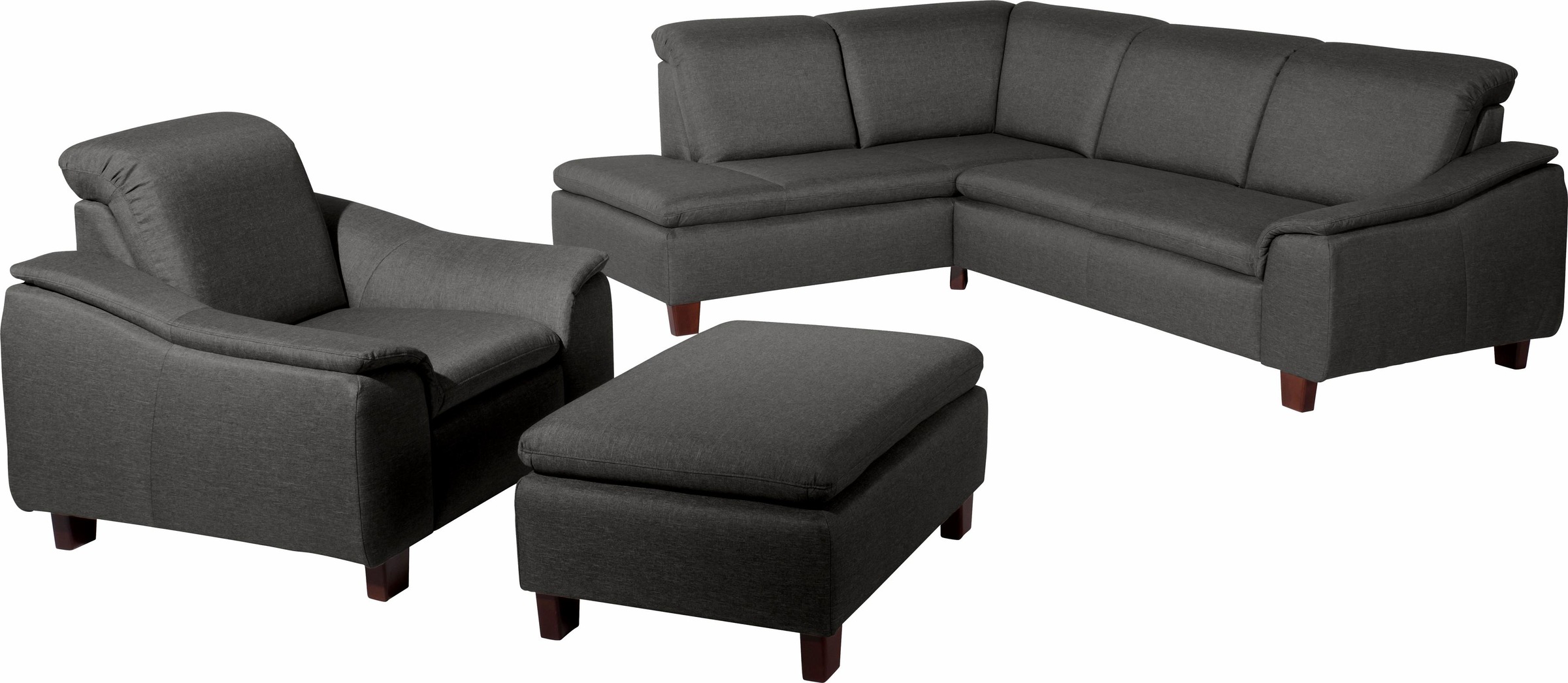 Max Winzer® Ecksofa »Alessio, aktuelle Mattenoptik, geschwungene Formensprache, bequem«, mit abgerundeter Rückenlehne, Ottomane wahlweise links oder rechts