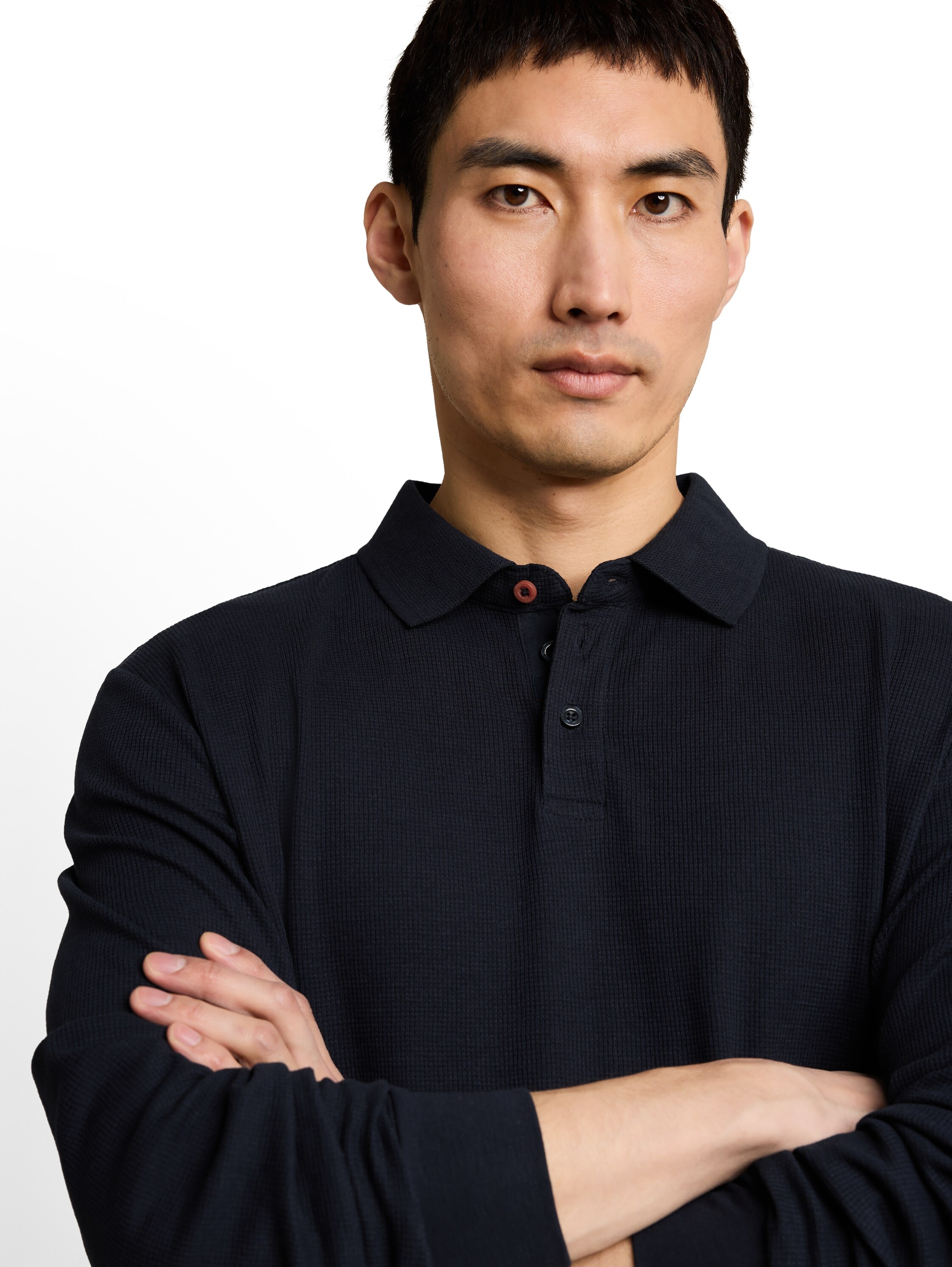 TOM TAILOR Langarm-Poloshirt mit Polokragen und Knopfleiste