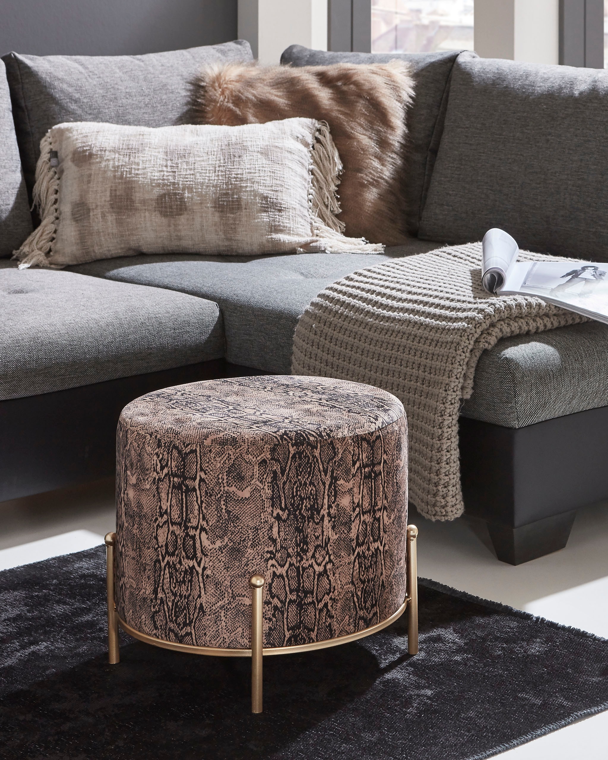 HAKU Hocker »Pouf, Schemel, Stockerl« rund - aus Textil Gold - Ø/H 48/40 cm