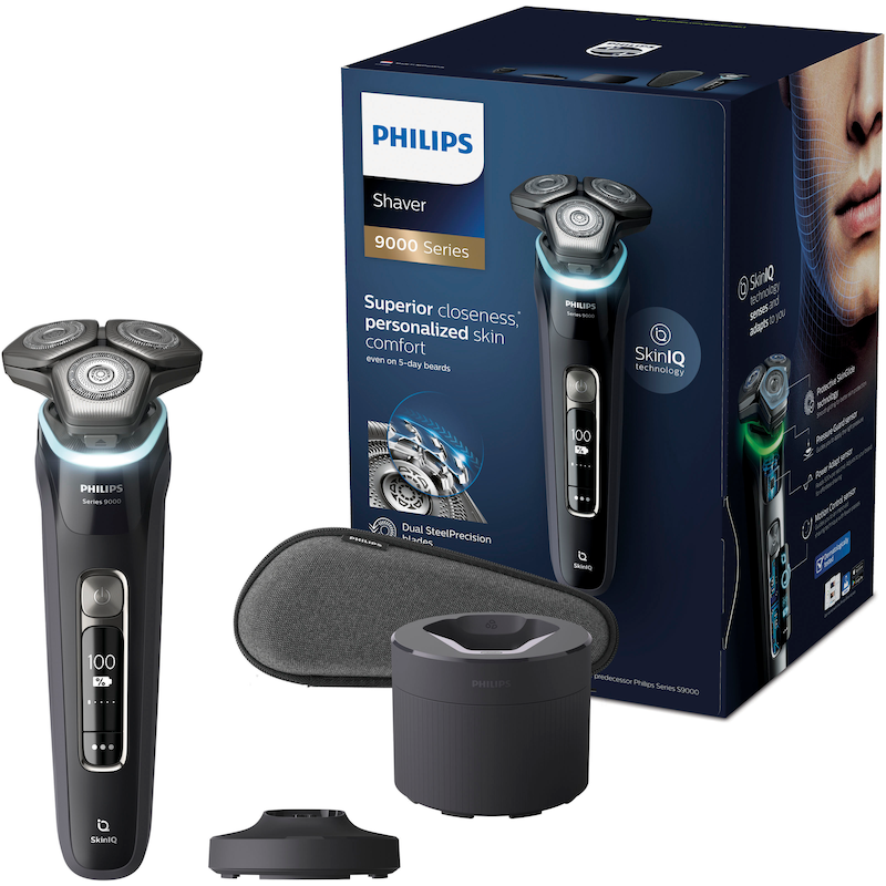 PHILIPS Elektrorasierer »Series 9000 S9986/55« Reinigungsstation mit Skin IQ Technologie, inkl. Reinigungsstation, Ladestand und Etui chromfarben...