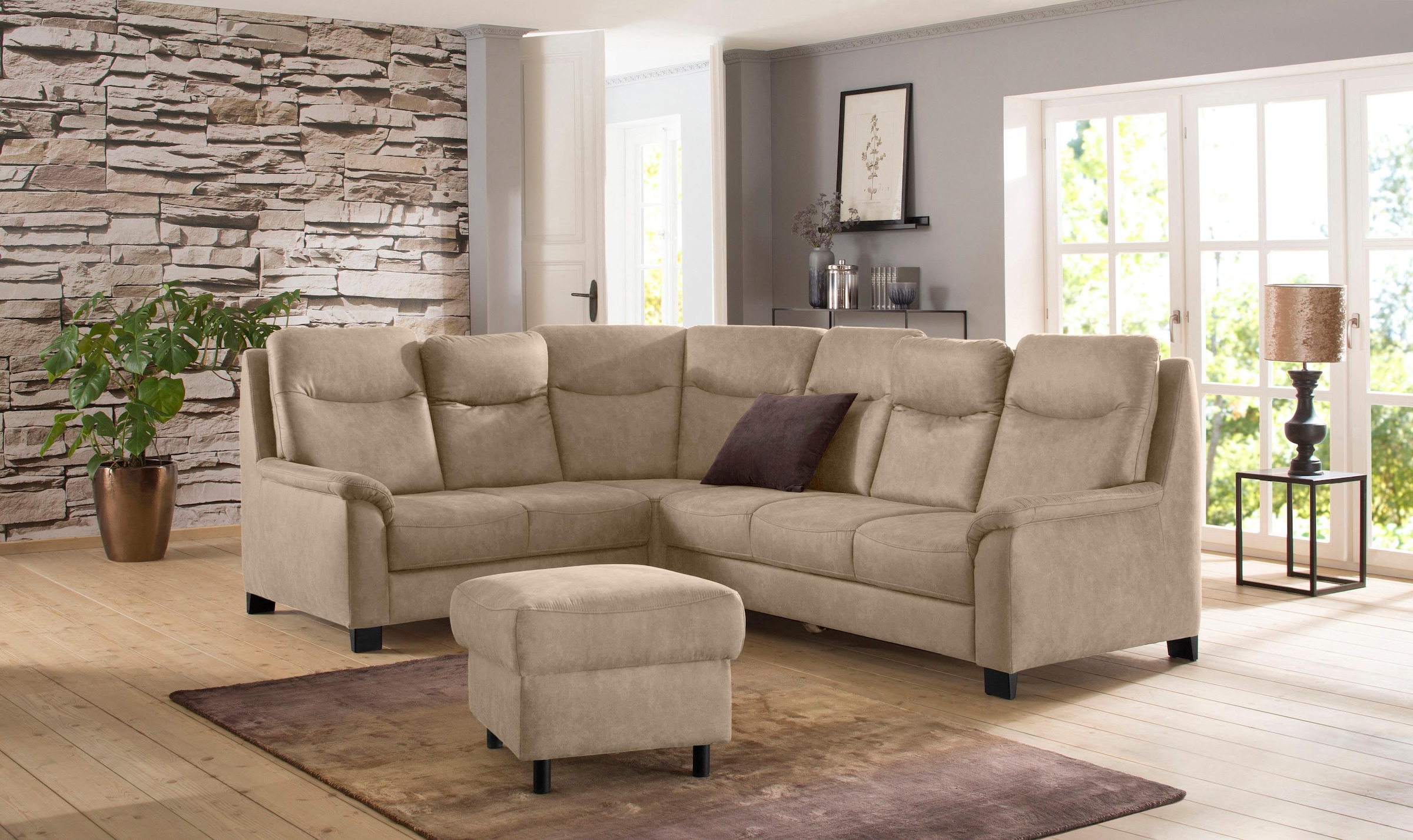 Home affaire Ecksofa »Boccaccio L-Form«, mit Federkern, incl. Kopfteilverst günstig online kaufen