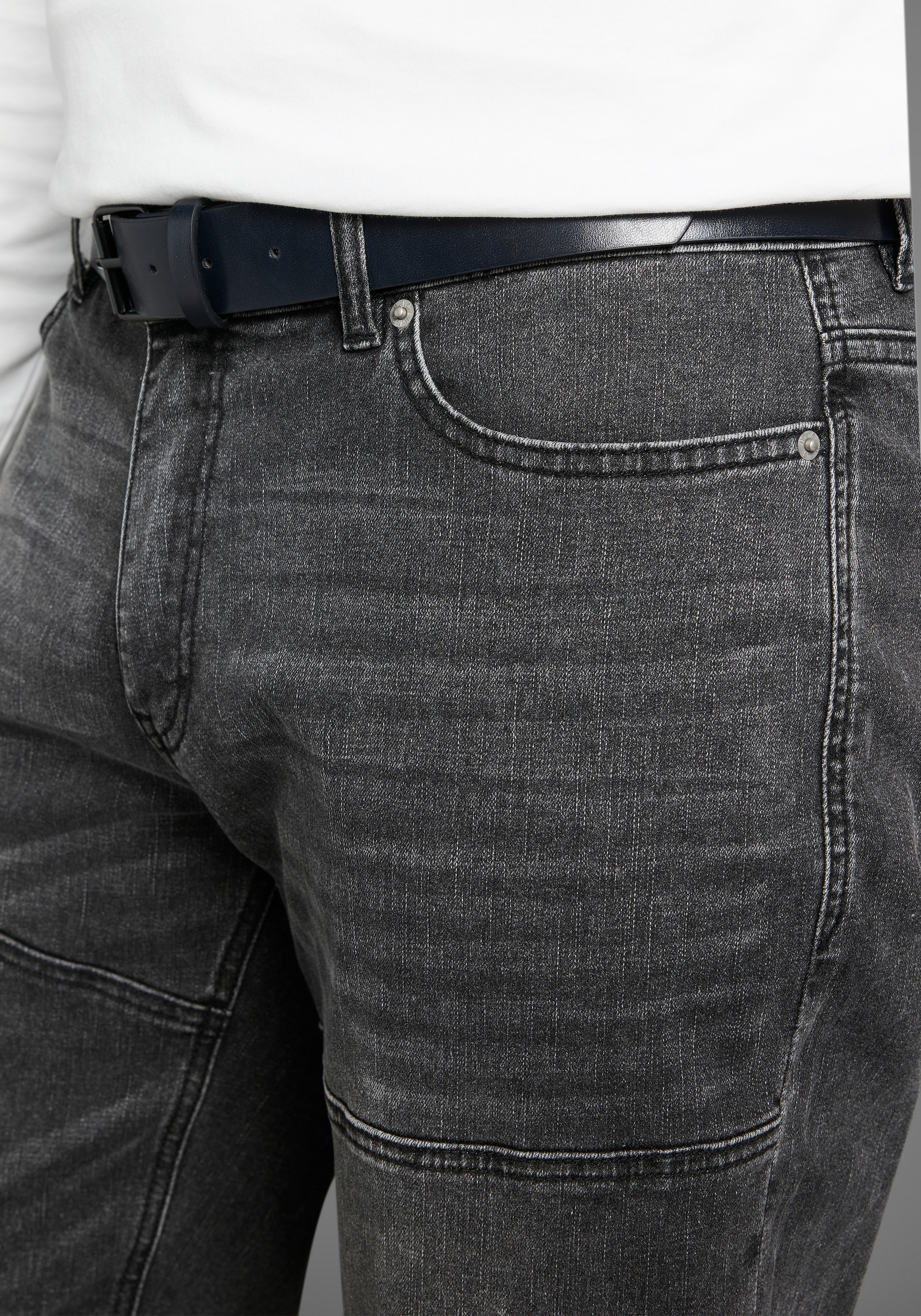 H.I.S Jeansbermudas »HANTZ«, (Set, 2 tlg., mit abnehmbarem Gürtel), gerader Beinschnitt, Used-Look mit Abriebeffekten