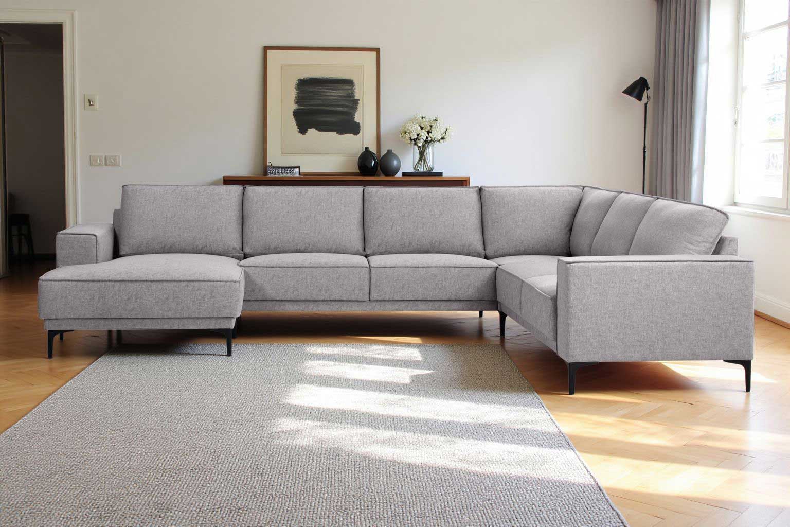 OTTO home Wohnlandschaft »OLAND U-Form, XXL, B: 342 cm, Skandi-Design« Skandi-Design in Struktur, Flachgewebe, Luxus-Microfaser, Boucle