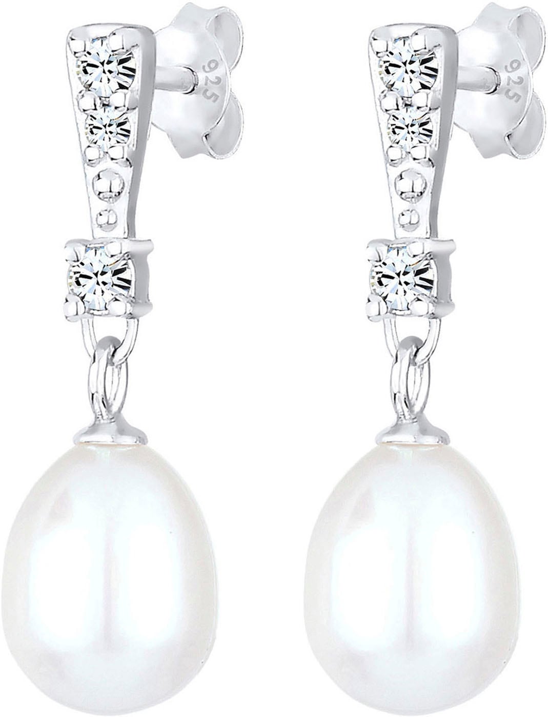 Elli Paar Ohrstecker »Schmuck Geschenk Silber 925 Ohrringe, 0311292013«, mit Glasstein - mit Süßwasserzuchtperle