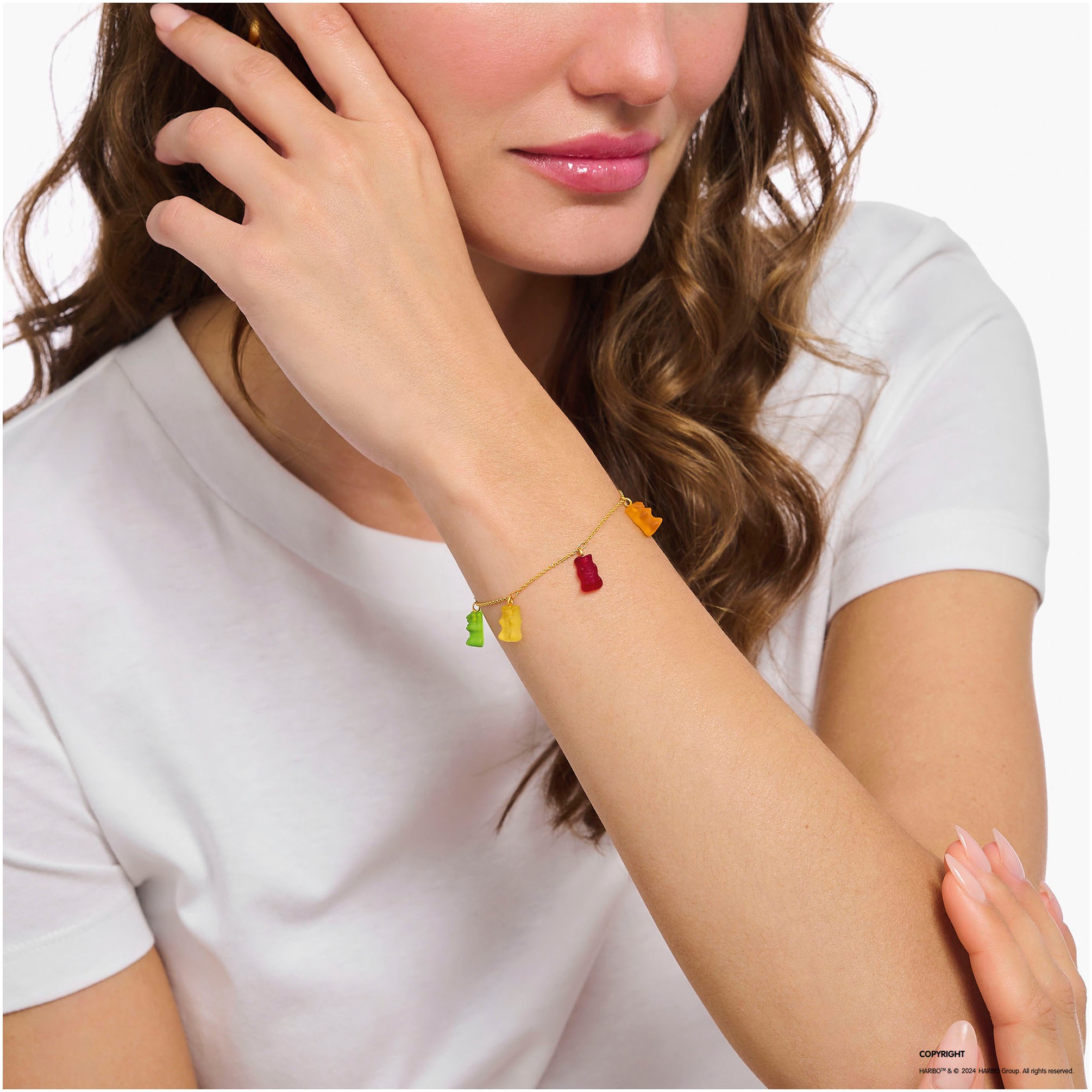 THOMAS SABO Armband »THOMAS SABO x HARIBO Schmuck: Armband mit Goldbären bunt«, mit Kristallglas