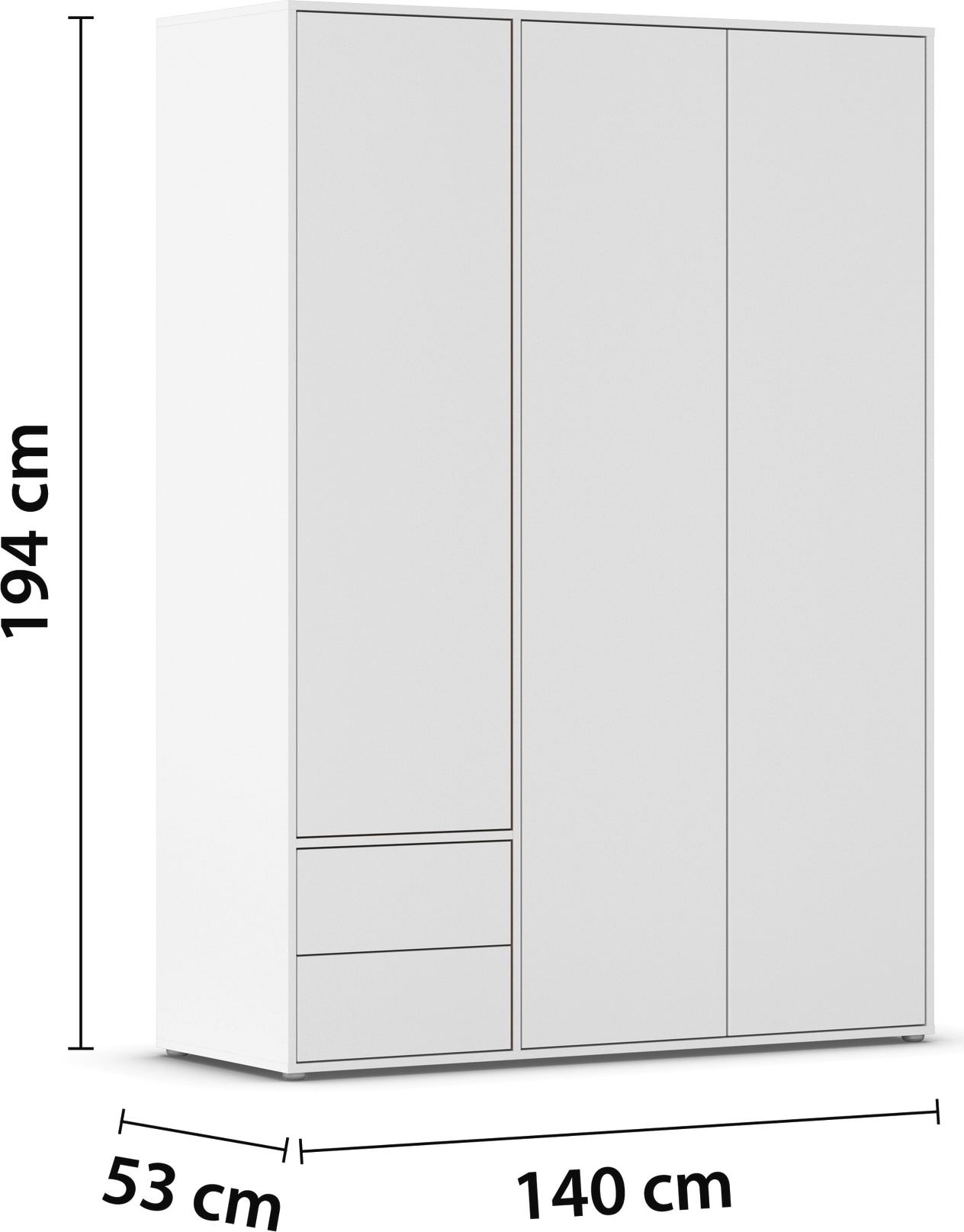 rauch Drehtürenschrank »Kleiderschrank Schrank Garderobe Wäscheschrank NABILA viel Stauraum«, (in 3 verschiedenen Ausstattungen BASIC/CLASSIC/PREMIUM), mit 2 Schubladen und Push-to-Open Funktion TOPSELLER MADE IN GERMANY