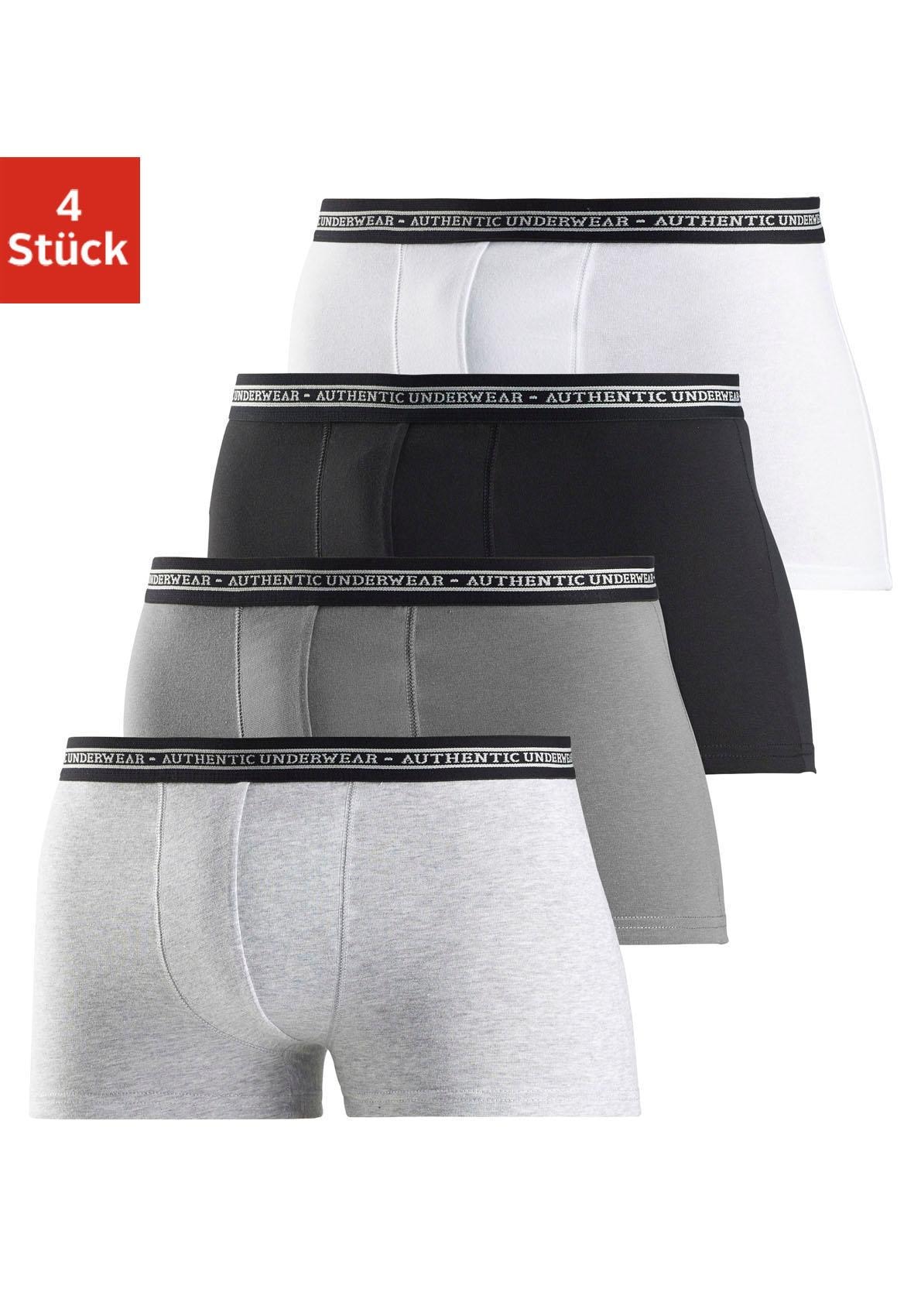 AUTHENTIC UNDERWEAR Boxer, (Packung, 4 St.), schwarzer Webbund mit Logoschr günstig online kaufen