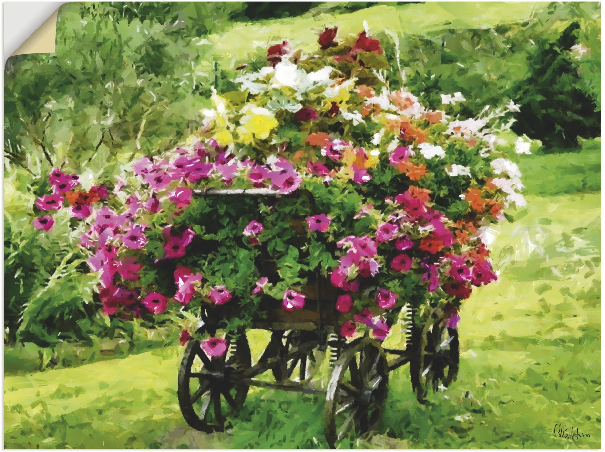 Artland Wandbild »Kutsche mit Blumen«, als Rechnung Poster St.), (1 Alubild, Blumenbilder, Wandaufkleber oder versch. Größen kaufen Leinwandbild, auf in