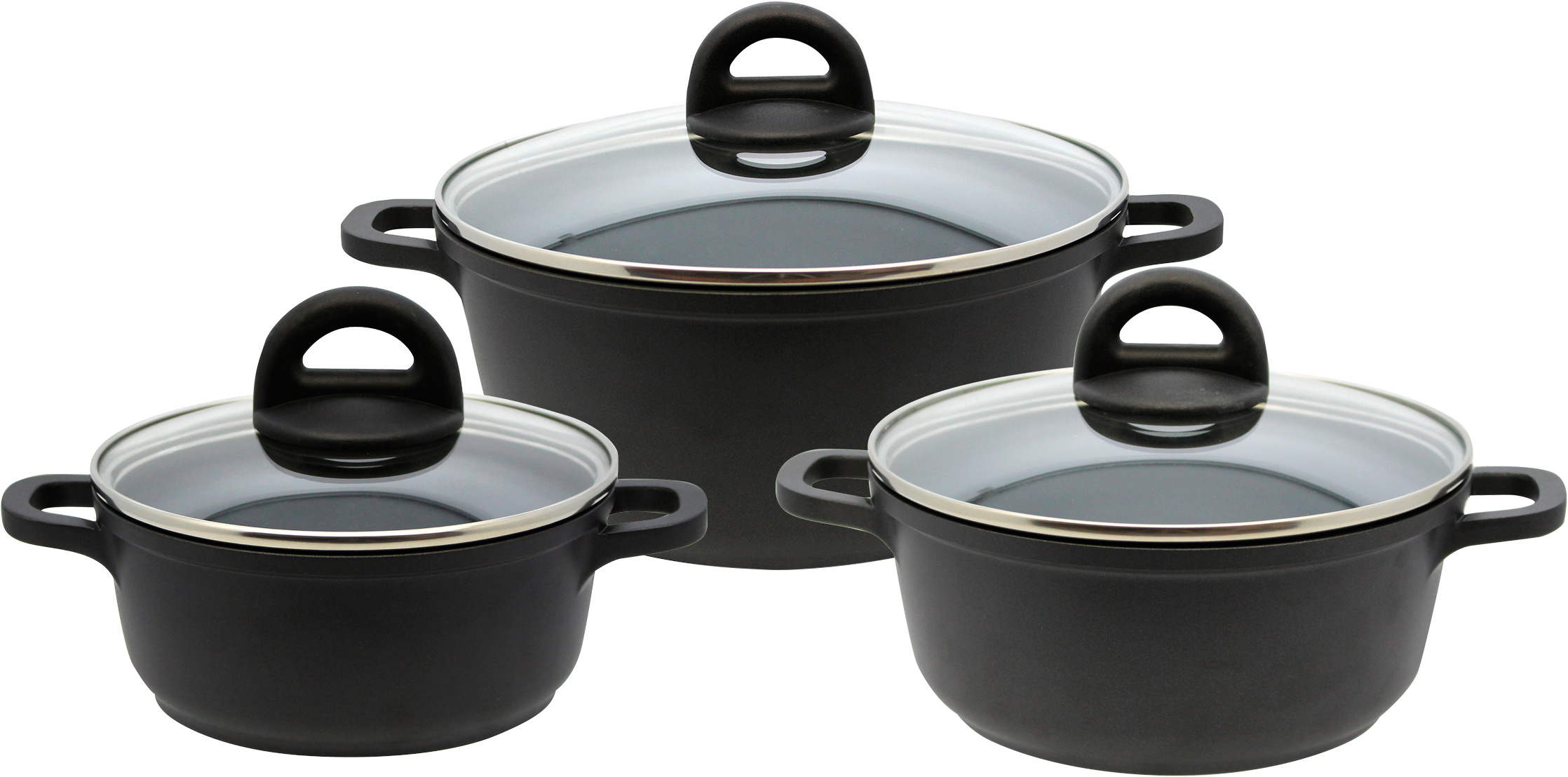 Elo Basic Topf-Set »Black« Set, 3 Töpfe mit Deckel, 6 Stk. tlg. Aluminiumgu günstig online kaufen