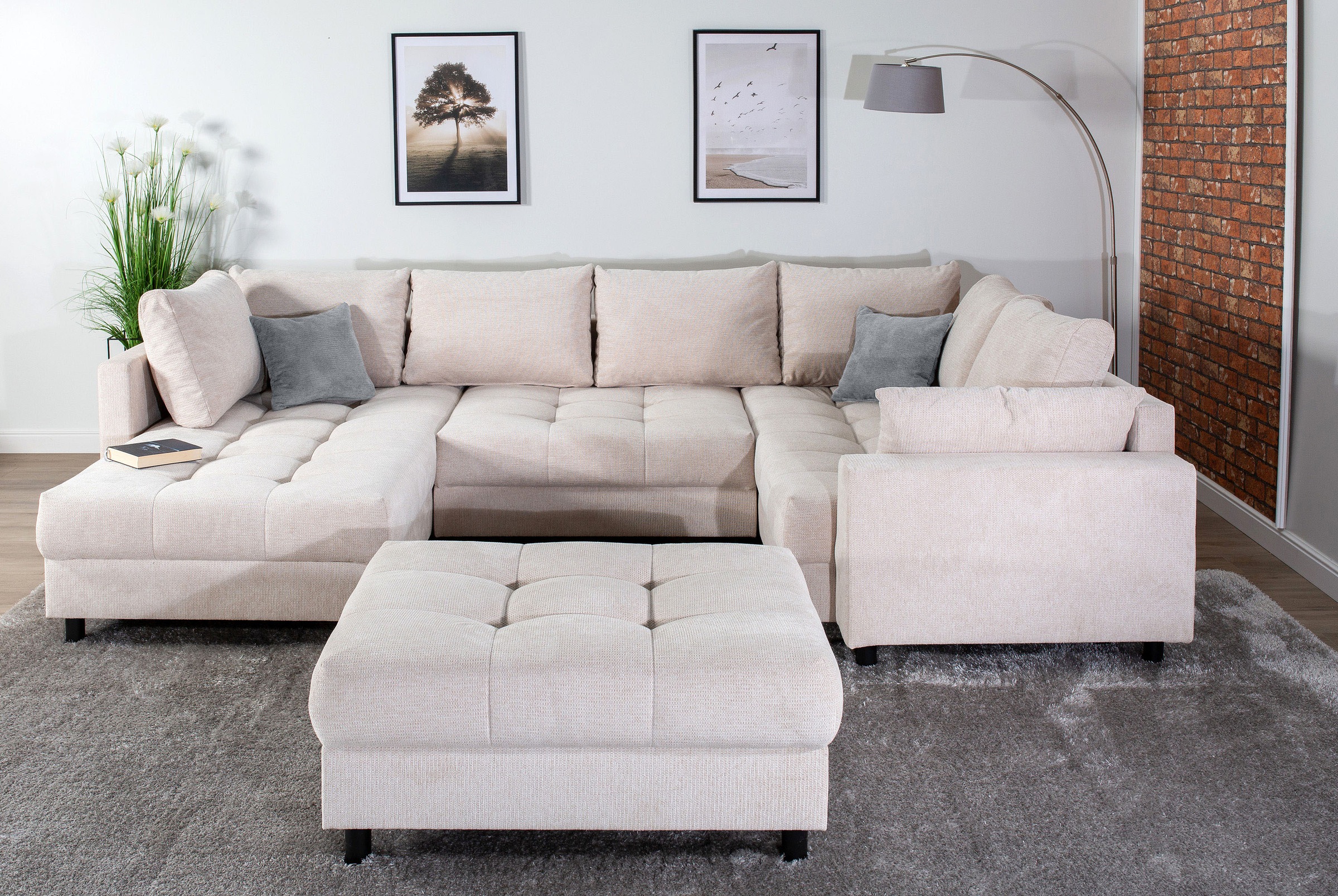 COLLECTION AB Wohnlandschaft »Toni U-Form mit Armlehne« inkl. Hocker und Zi günstig online kaufen