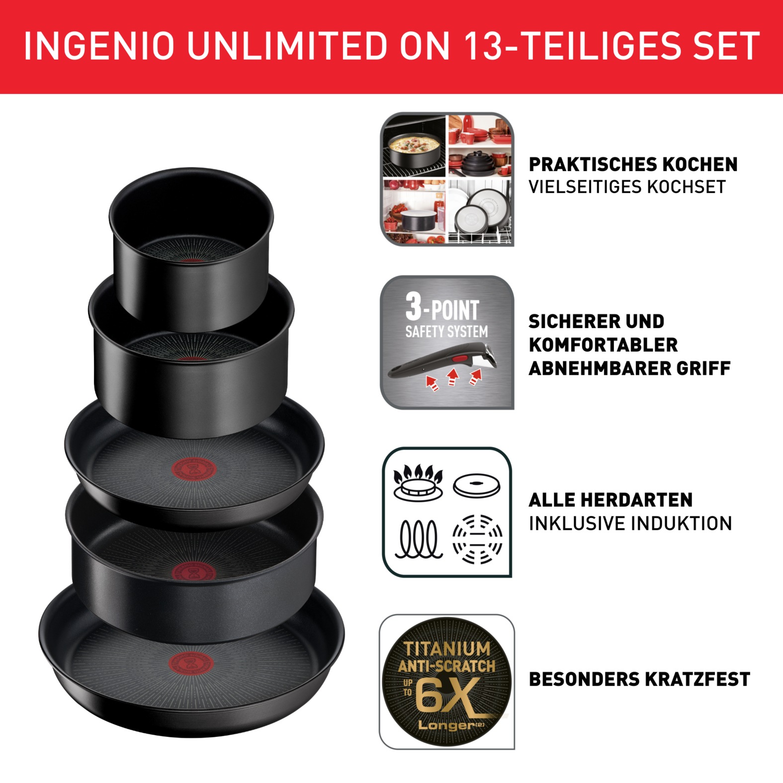 Tefal Topf-Set »Ingenio Unlimited On Pfannen und Töpfe induktionsgeeignet, günstig online kaufen